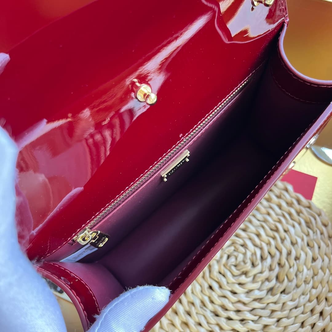 Dolce & Gabbana Claret patent calf leather DG Logo crossbody bag high