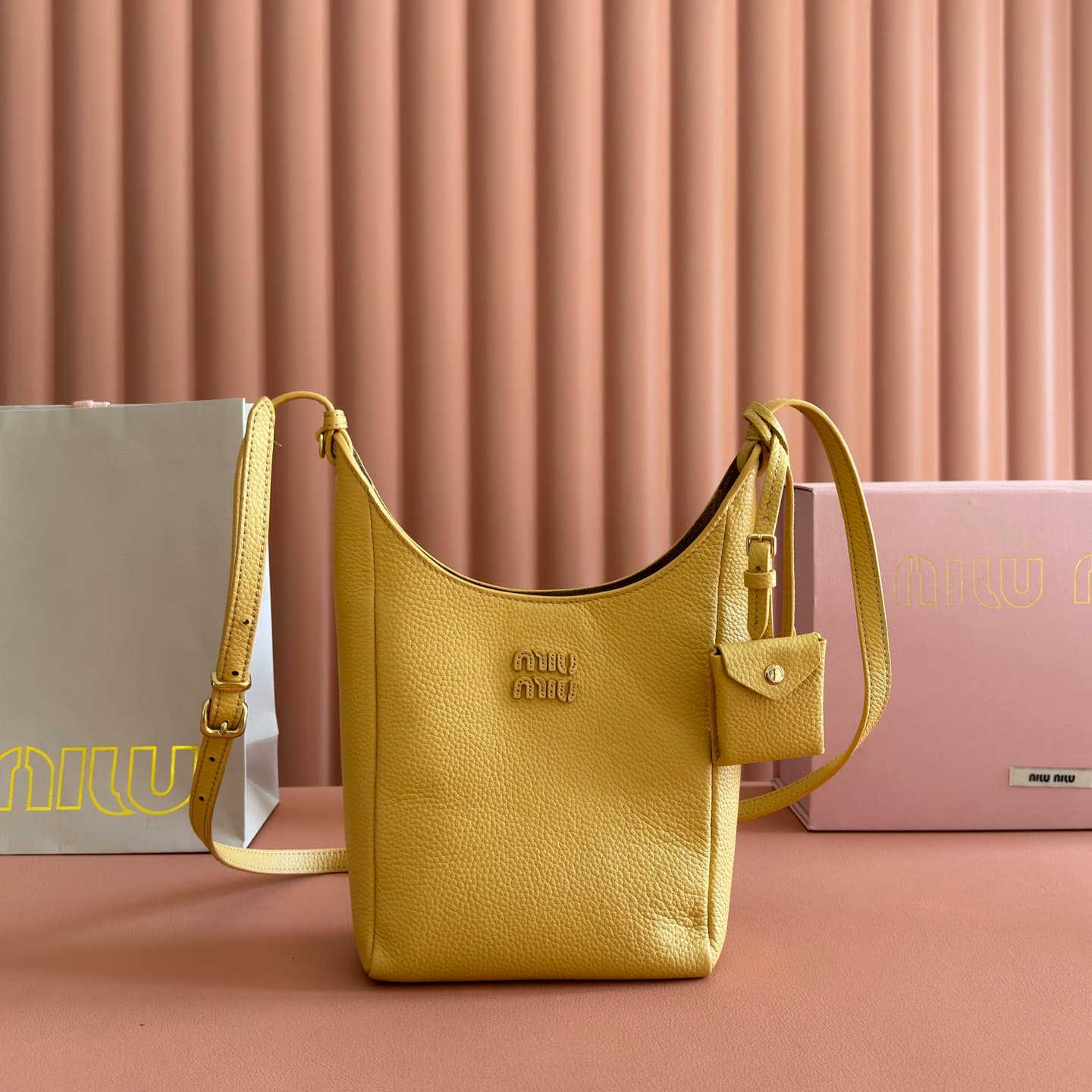 Miu Miu brown leather bucket crossbody bag 5be098 TOP