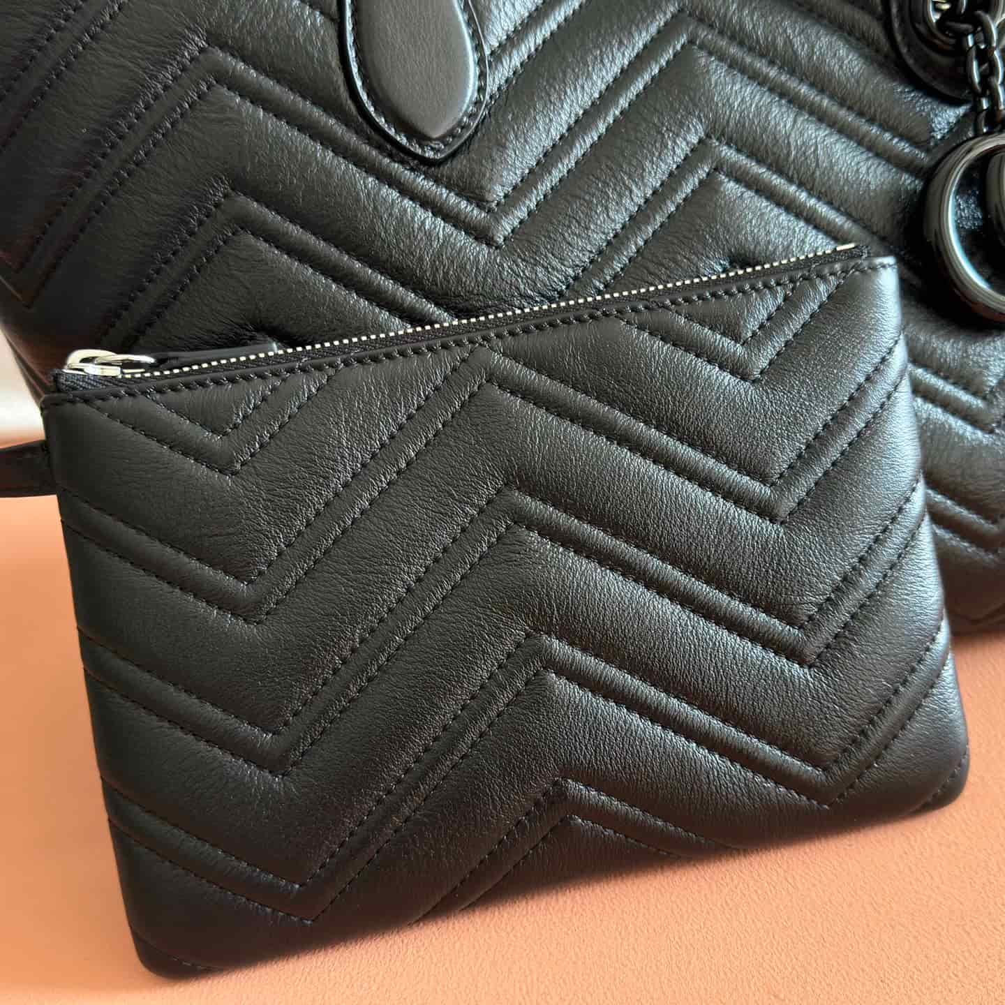 Gucci GG Marmont medium tote bag black leather 855279 High