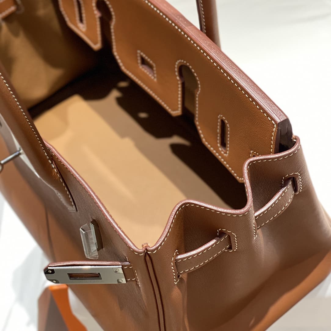 Hermes Shoulder Birkin 29 Swift leather Gold & Silver Metal WAX High