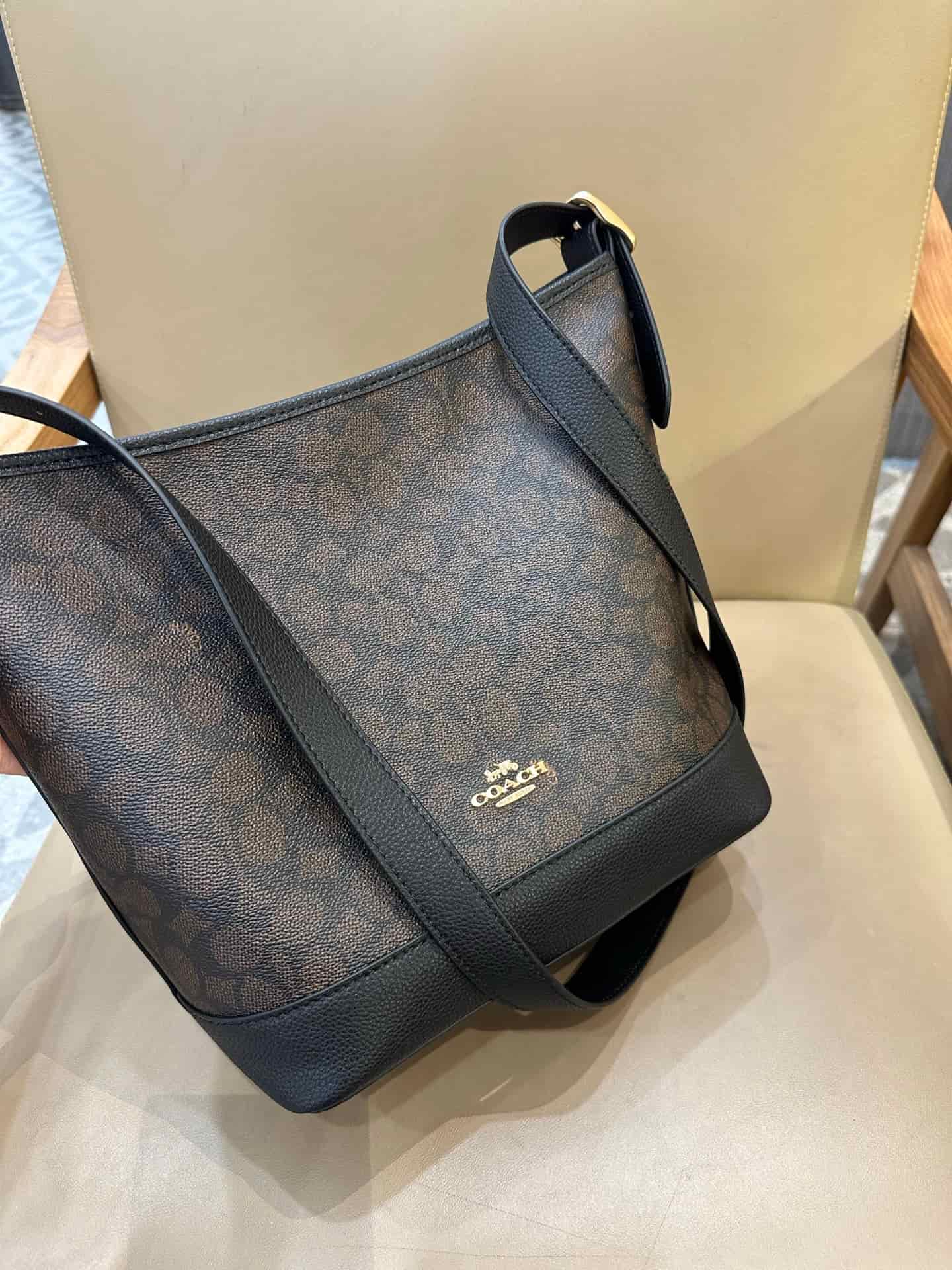 Coach Jude Duffle Bag in Signature Canvas with Walnut Leather High