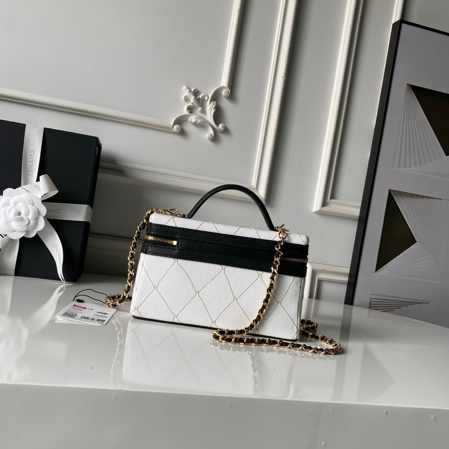 Chanel Coco Beach Mini Vanity Canvas & Gold-tone Metal AP5164  A