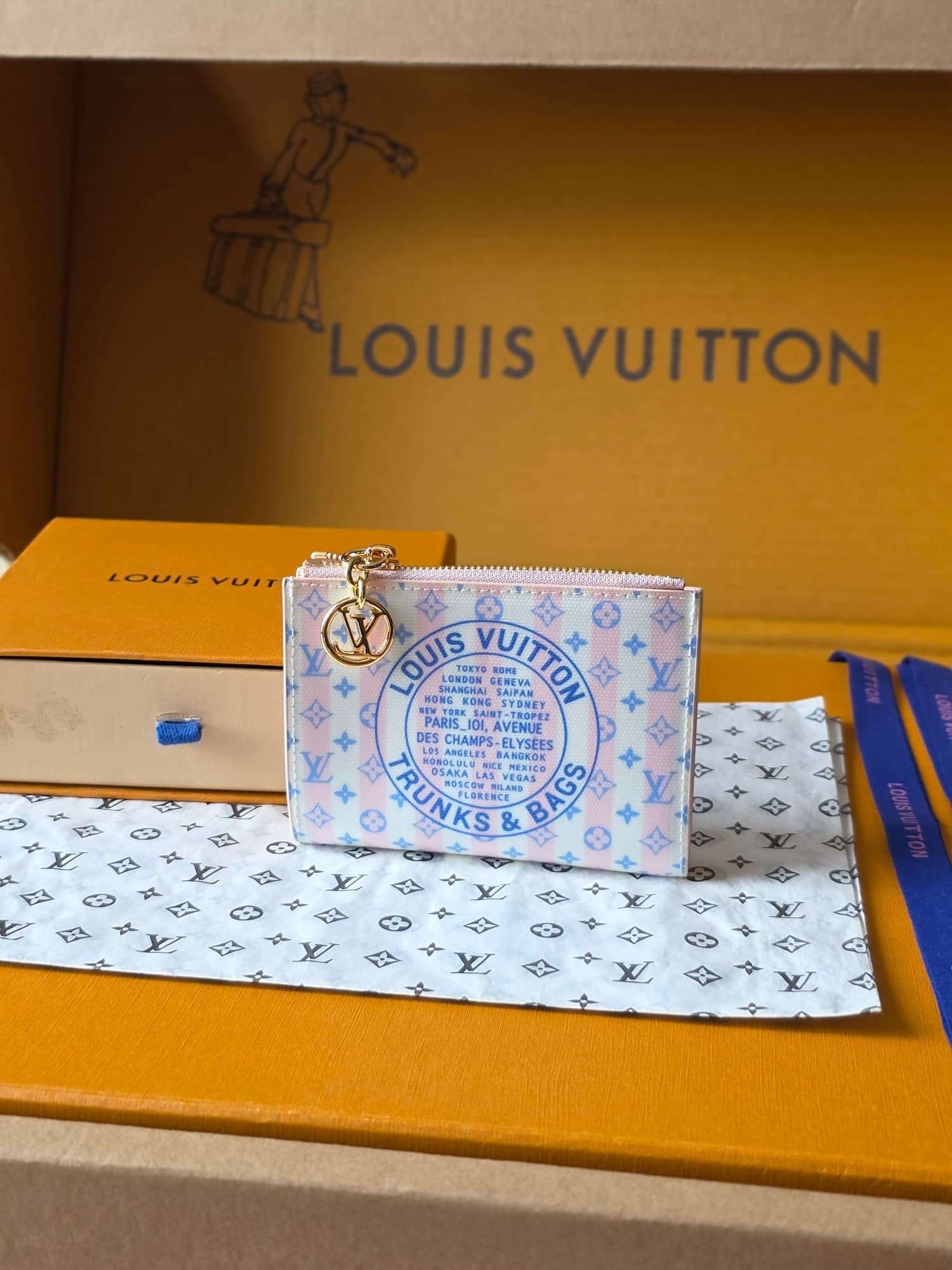 Louis Vuitton Lisa Wallet LV Stamp Blue Coated canvas M29028 High
