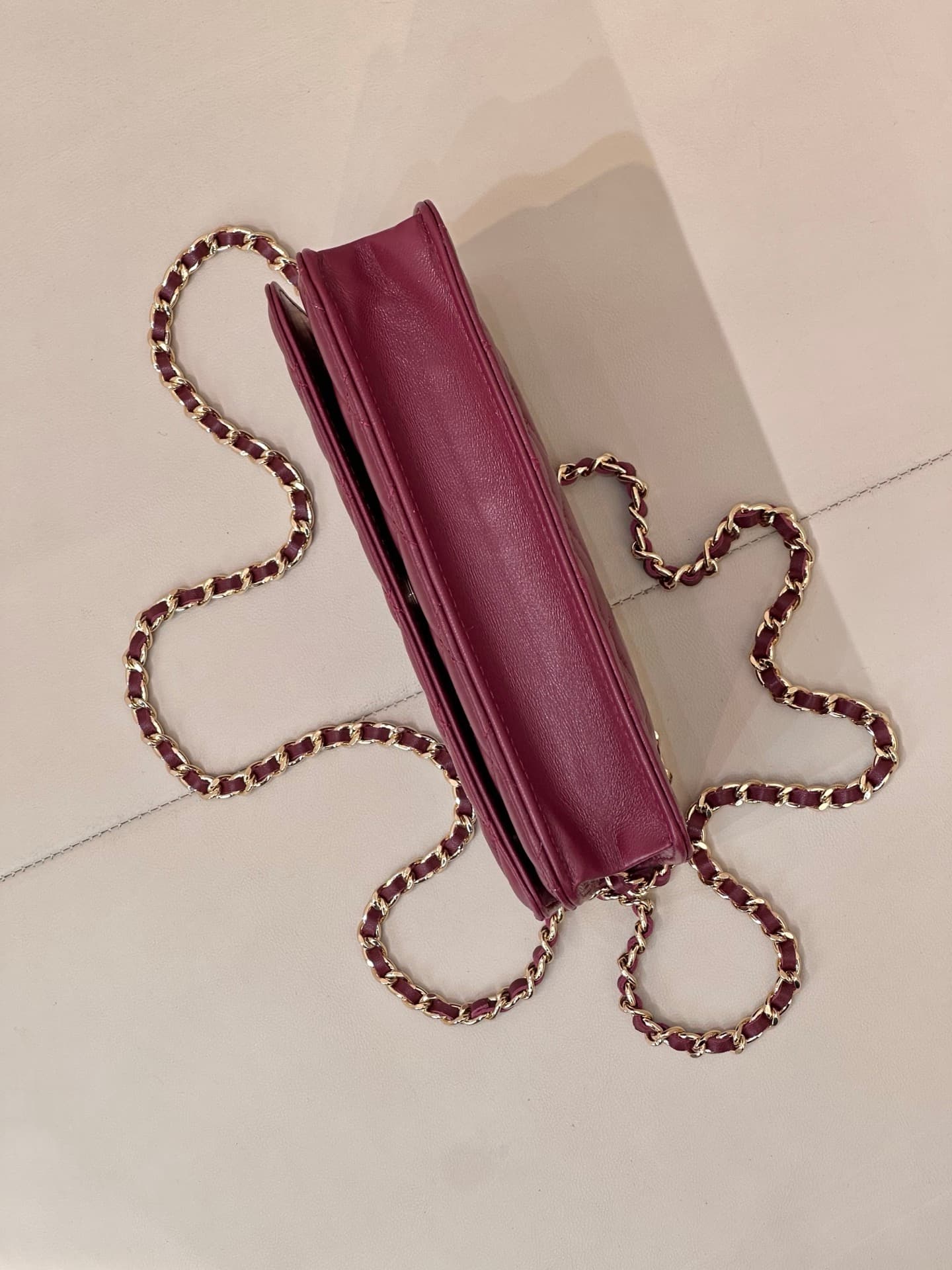 Chanel Wallet on Chain Lambskin& Gold-tone Metal AP0250 Claret TOP