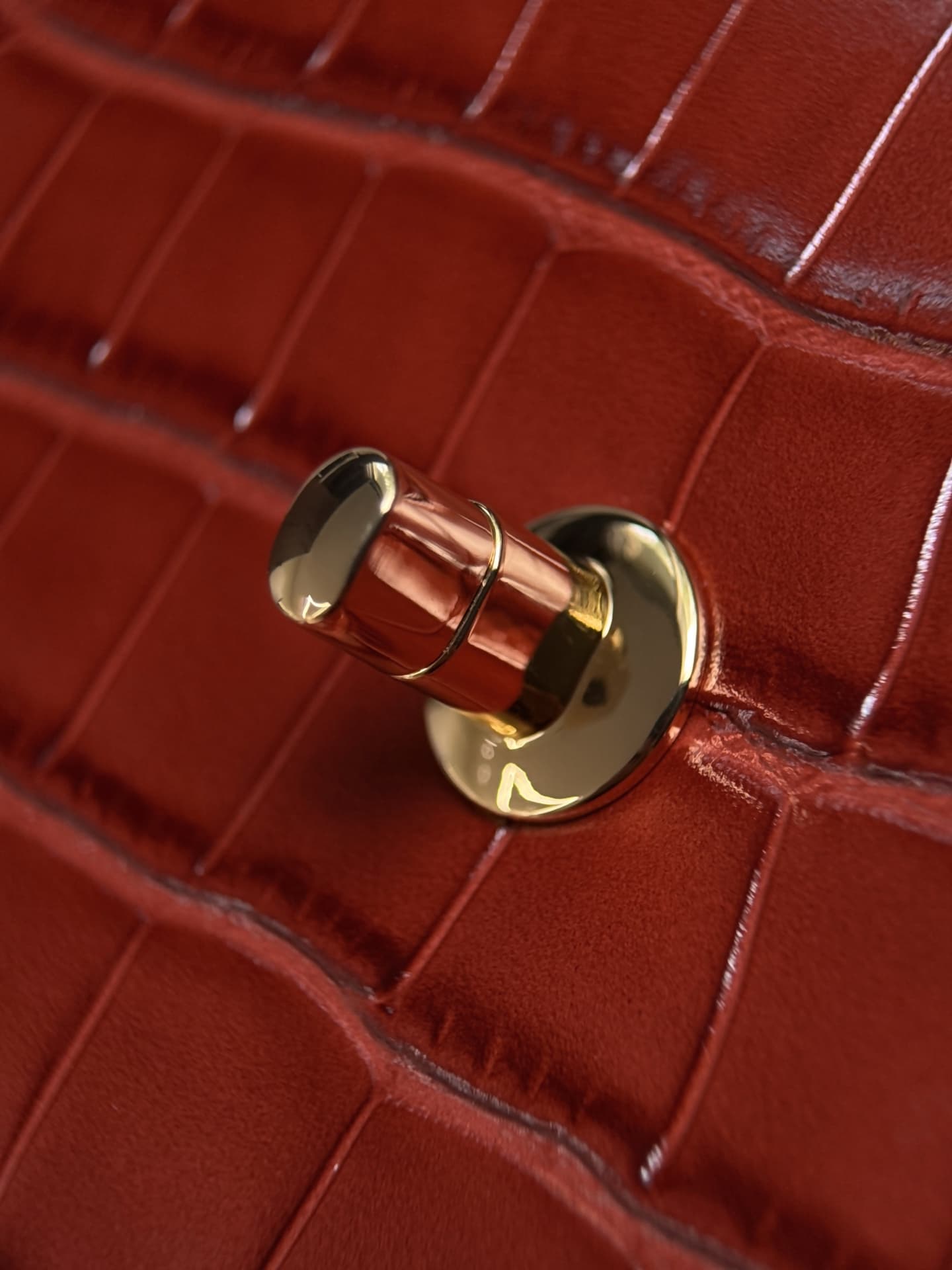 Chanel Mini Flap Bag with Top Handle Crocodile Embossed Calfskin & Gold-Tone Metal Red AS6424 A