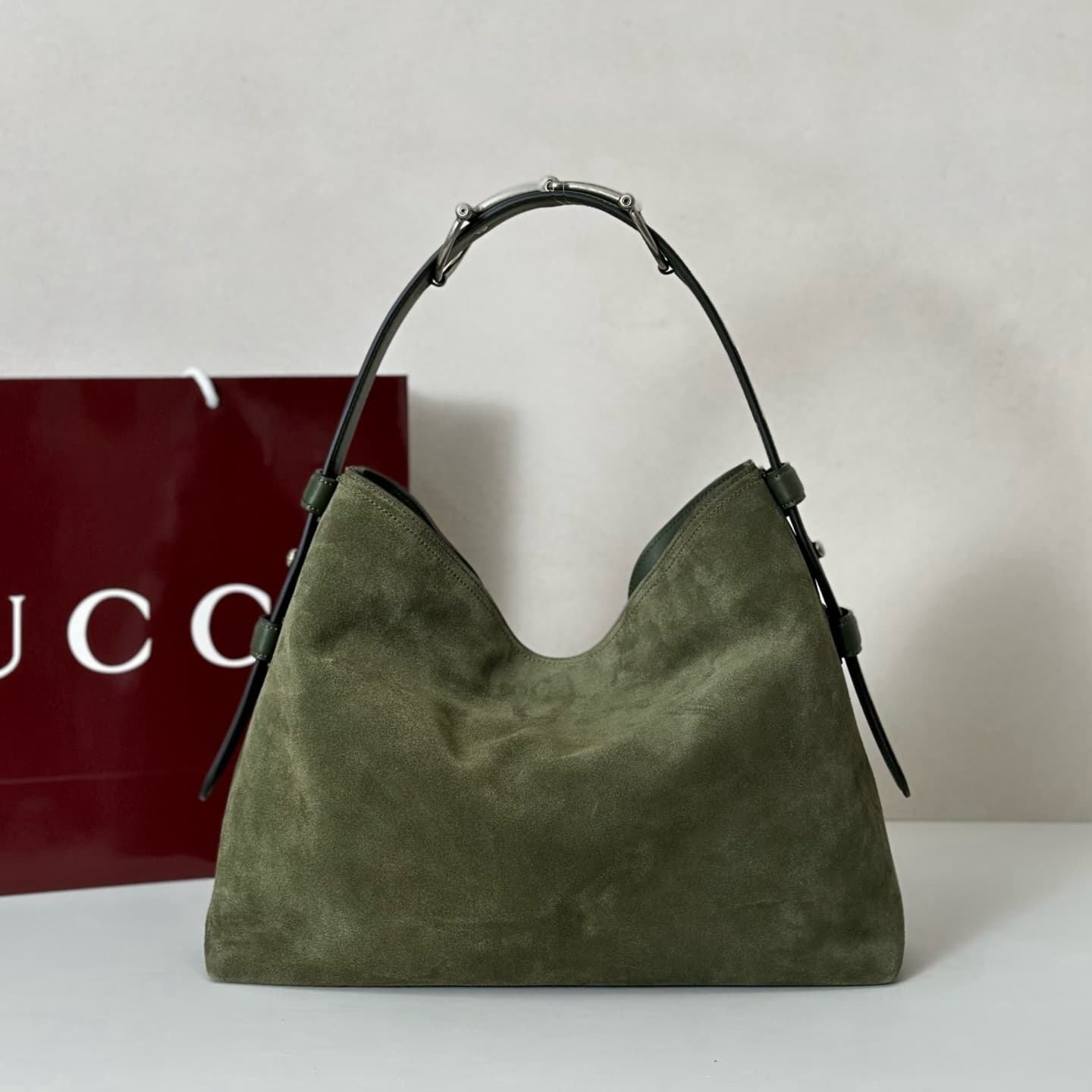 Gucci Beatrix medium tote bag 850926 Green Suede High