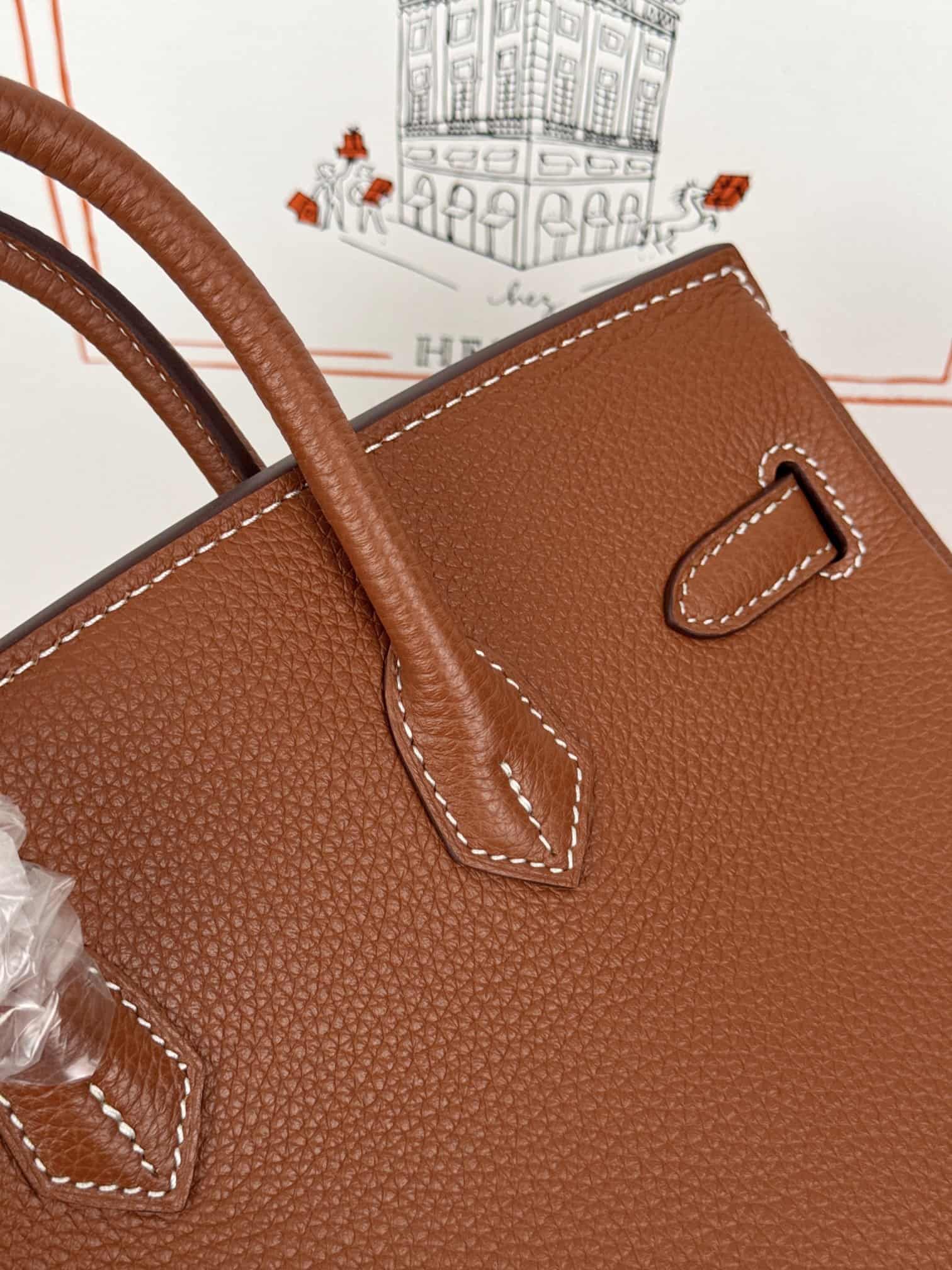 Hermes Birkin 25/30 Bag Togo Calfskin Leather Gold High