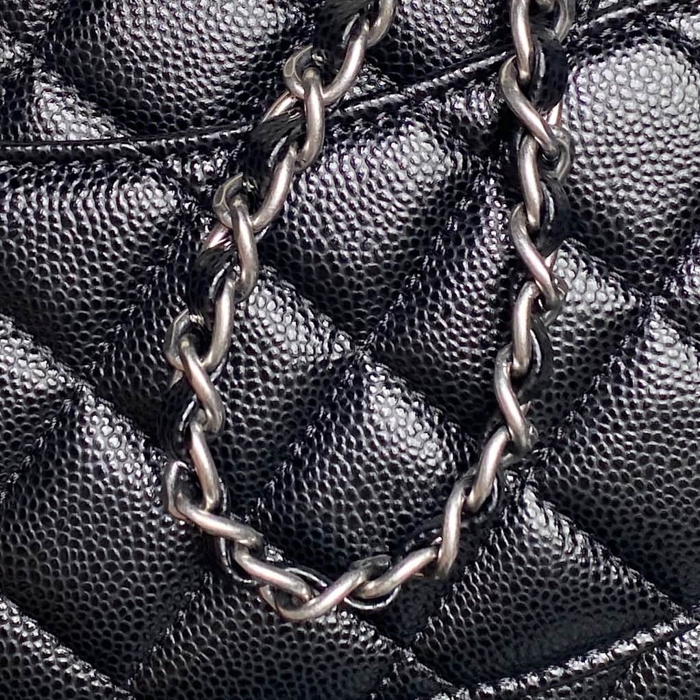 Chanel Mini Flap Bag with Top Handle Grained Shiny Calfskin & Silver-Tone Metal Black AS5701 A