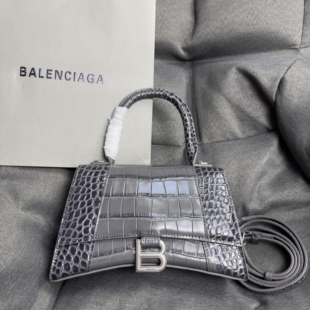WOMEN'S HOURGLASS S TOP HANDLE BAG Crocodile Grey High