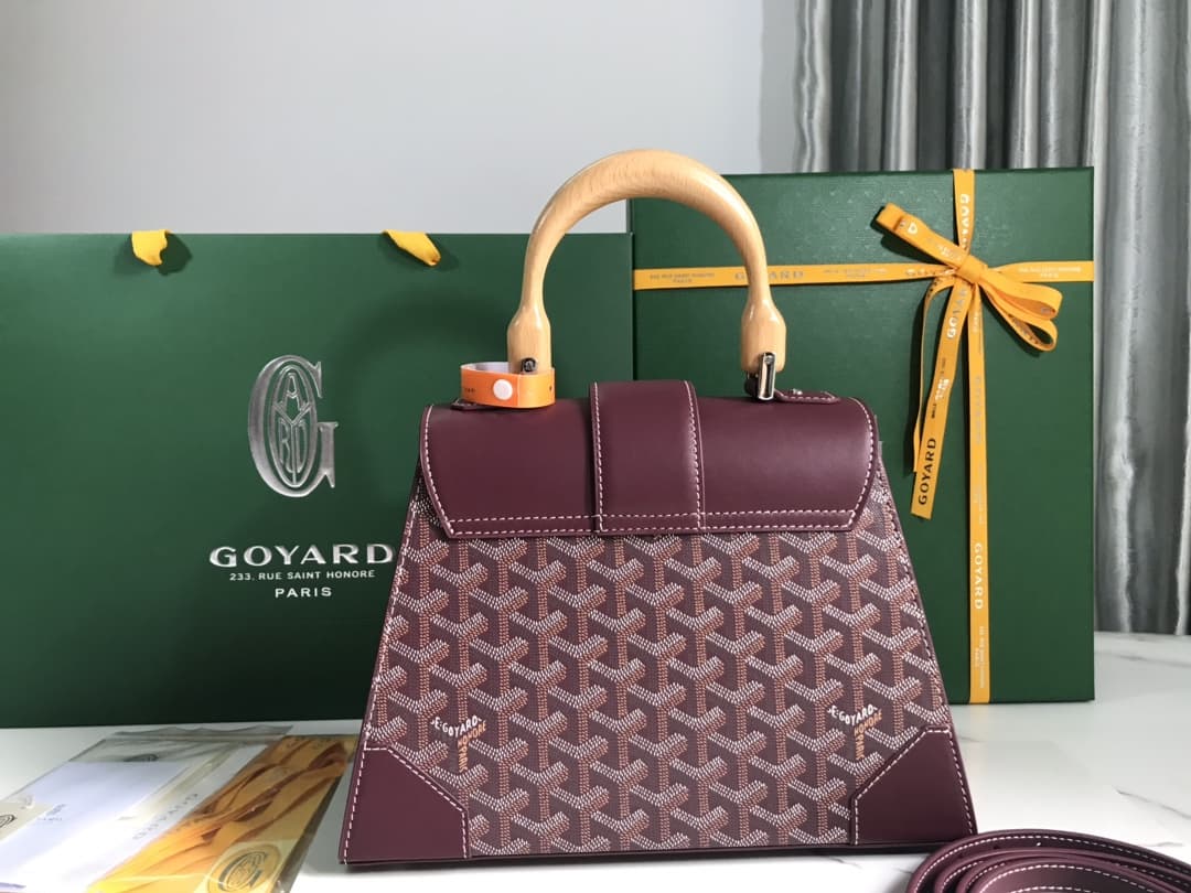Saïgon PM Bag Goyardine Canvas & Clamecy Cowhide Burgundy High
