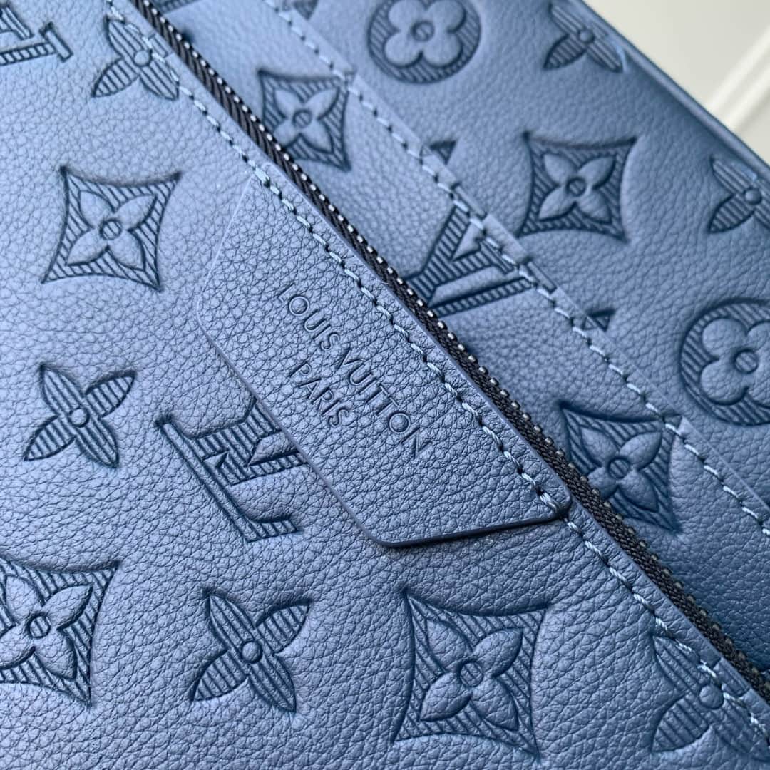 Louis Vuitton Trio Messenger Navy Blue Monogram Shadow calfskin leather M27925 High