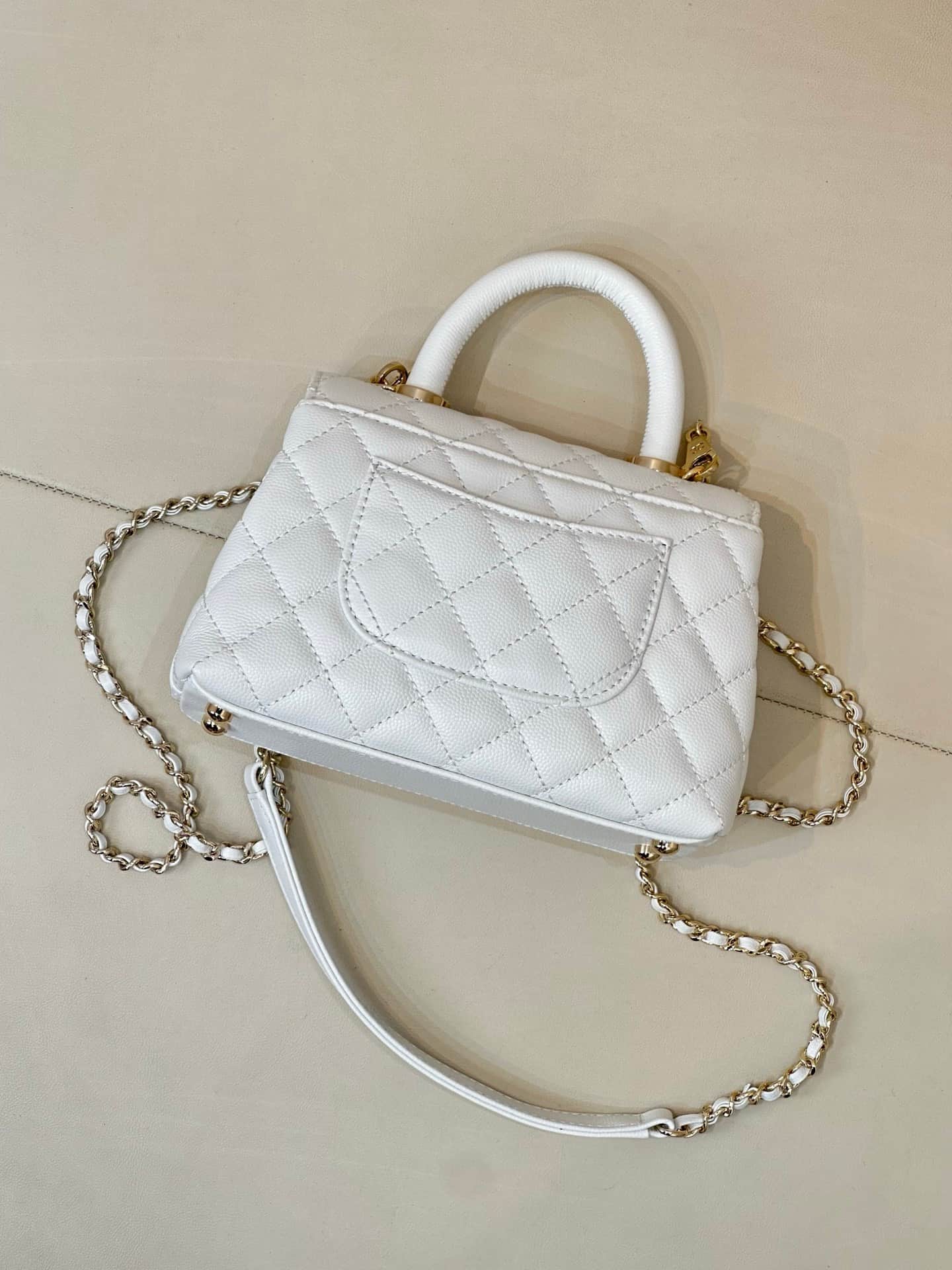 Chanel Mini Flap Bag with Top Handle Grained Calfskin & Gold-Tone Metal AS2215 TOP