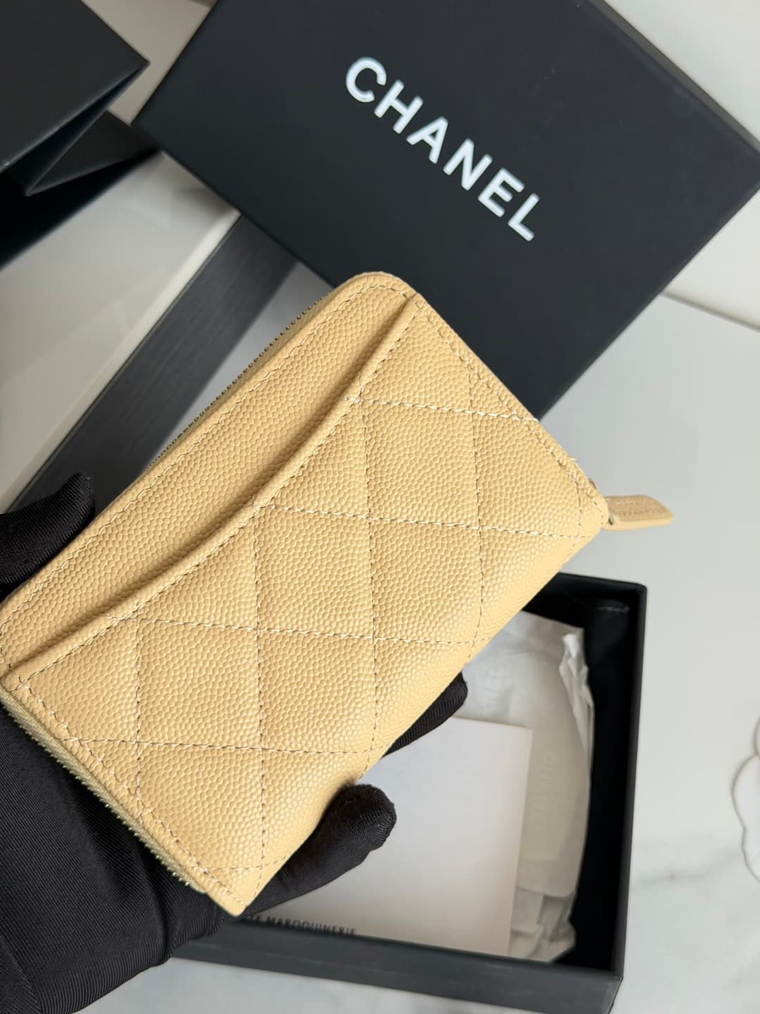 Chanel Zip Coin Purse Grained Calfskin & Gold-Tone Metal AP3686 High