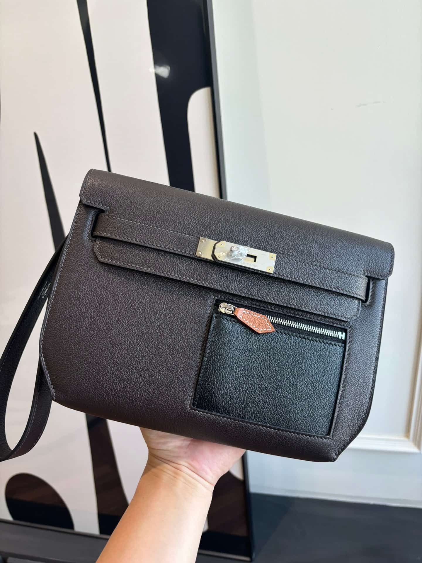 Hermes Kelly Depeches 25 Pouch Evercolor Leather WAX High