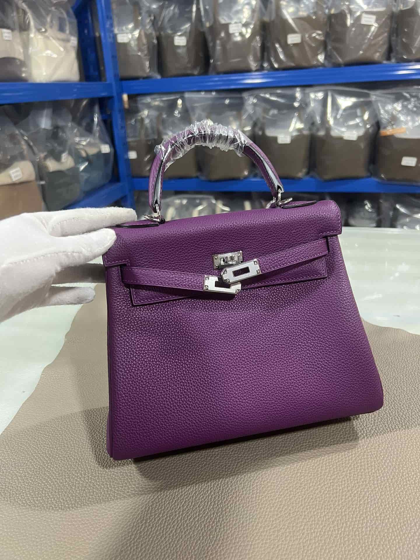 Hermes Kelly 25/28/32cm Retourne Bag Togo Leather In Anemone WAX High
