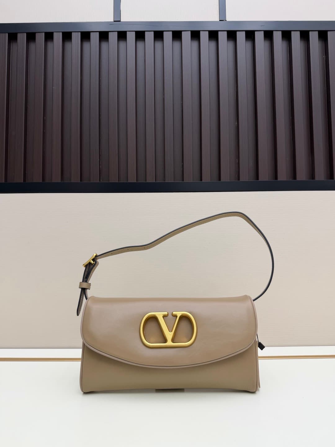 Valentino Garavani Devain Small Nappa Shoulder Bag Beige High
