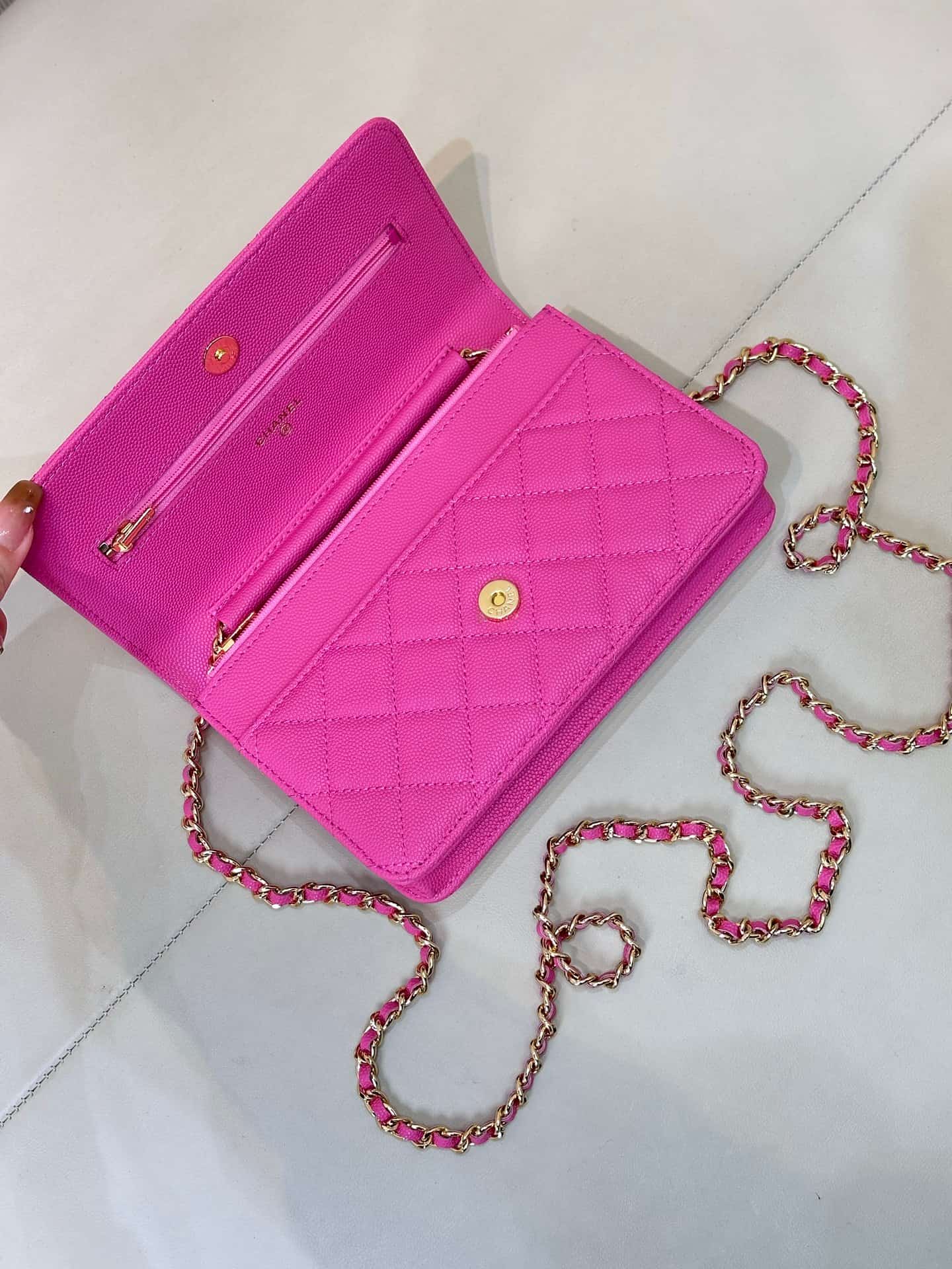 Chanel Wallet on Chain Grained Calfskin& Gold-tone Metal AP0250 Plum Red TOP