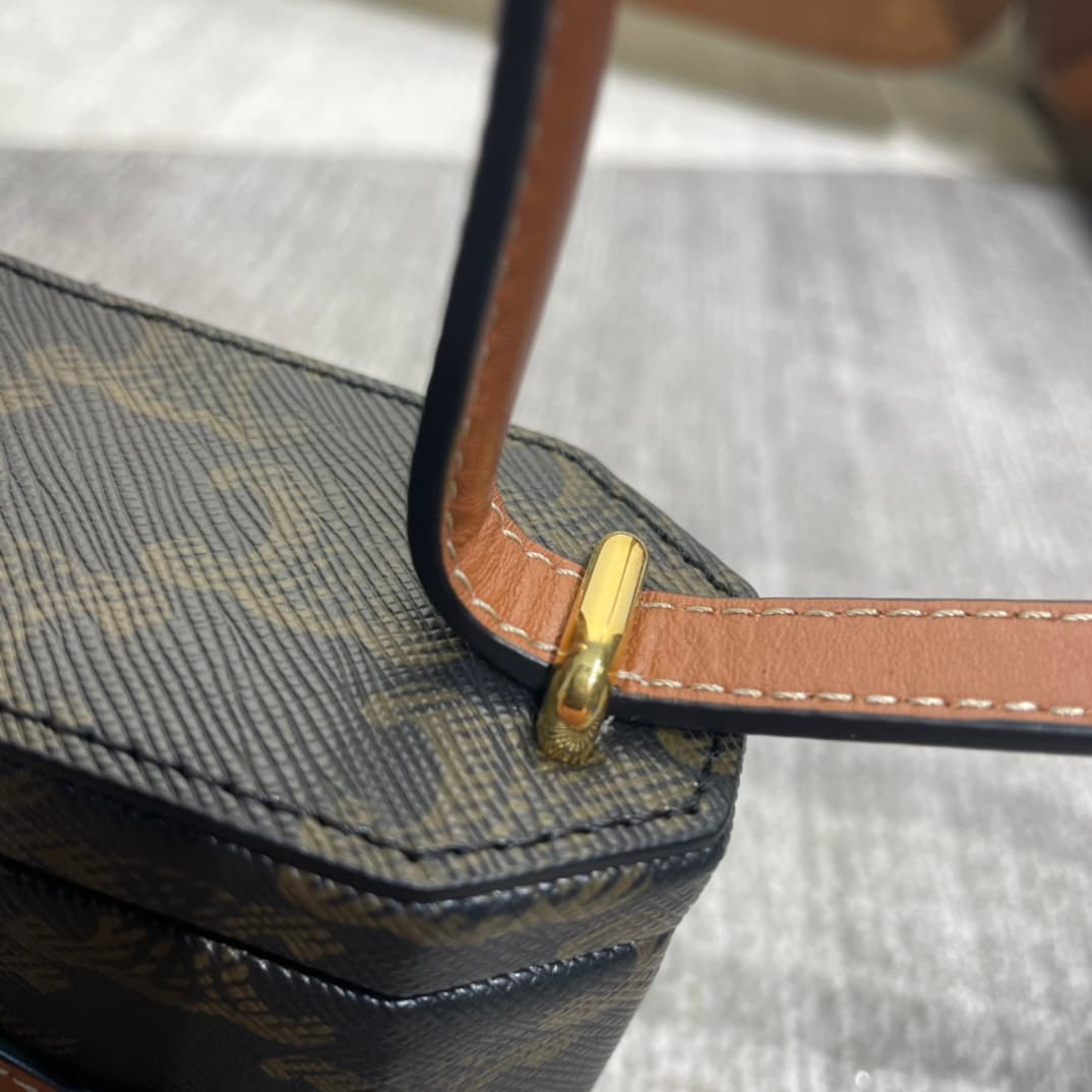 Celine LOCK Cuir Triomphe Box in Canvas and Calfskin High