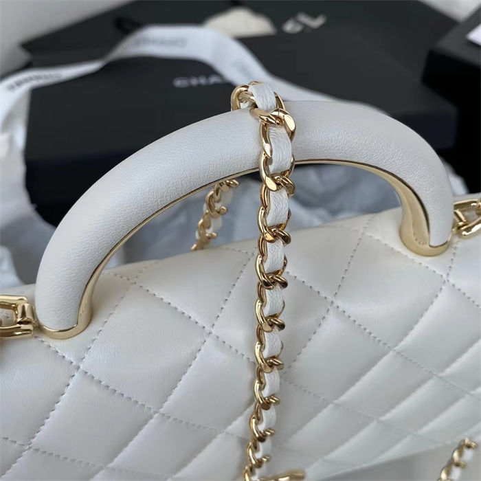 Chanel Wallet on Chain With Handle AP2844 Lambskin & Gold-Tone Metal White A