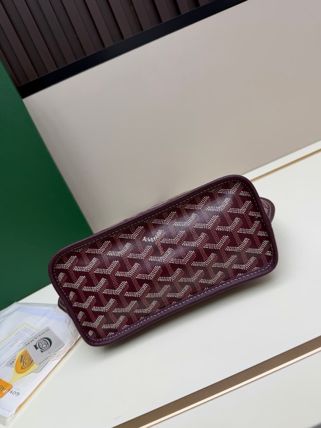 Goyard Mini Anjou Tote Goyardine Canvas with White Painted Mascot Burgundy  High