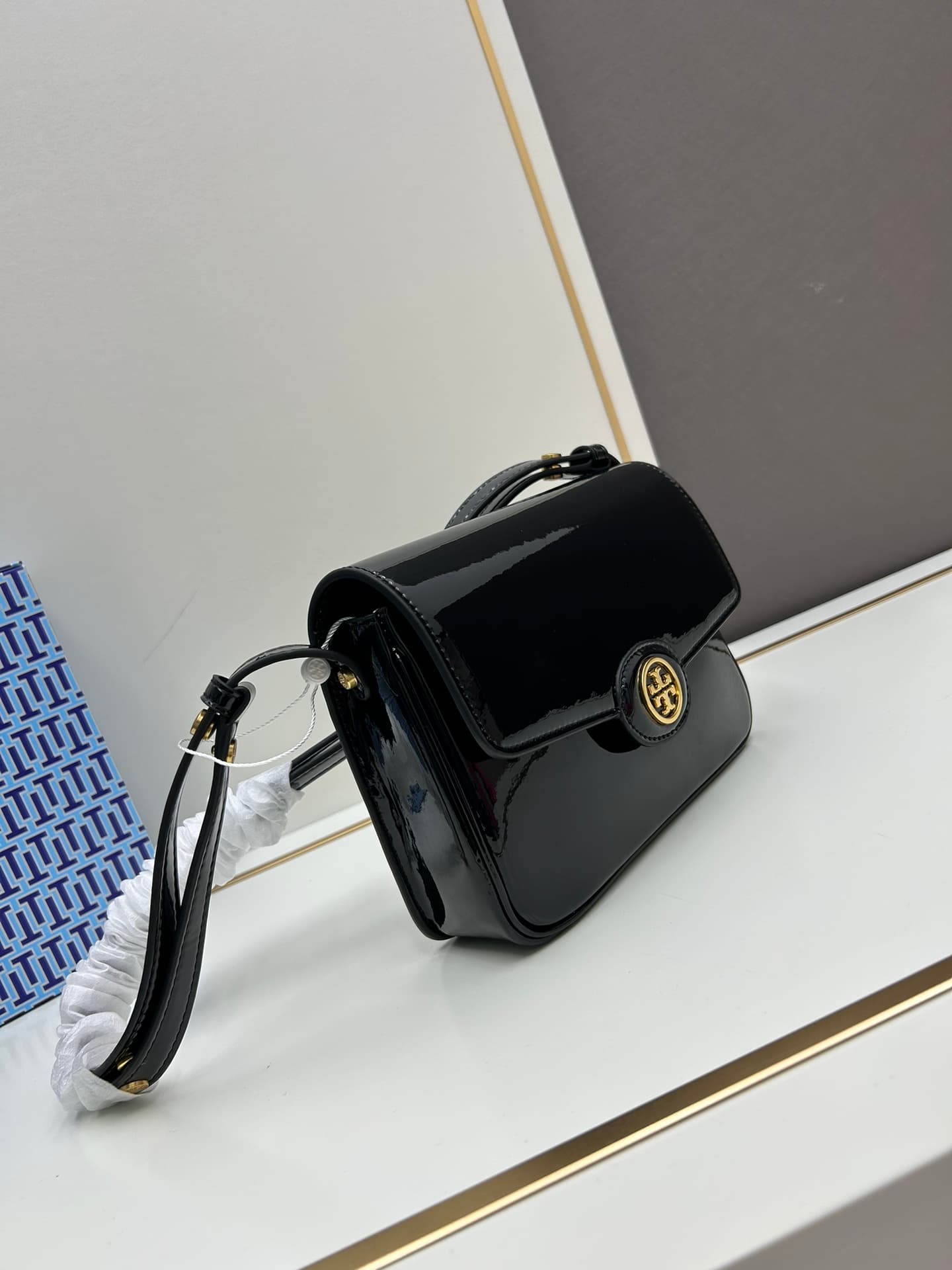 Tory Burch Robinson Spazzolato Convertible Shoulder Bag Black High