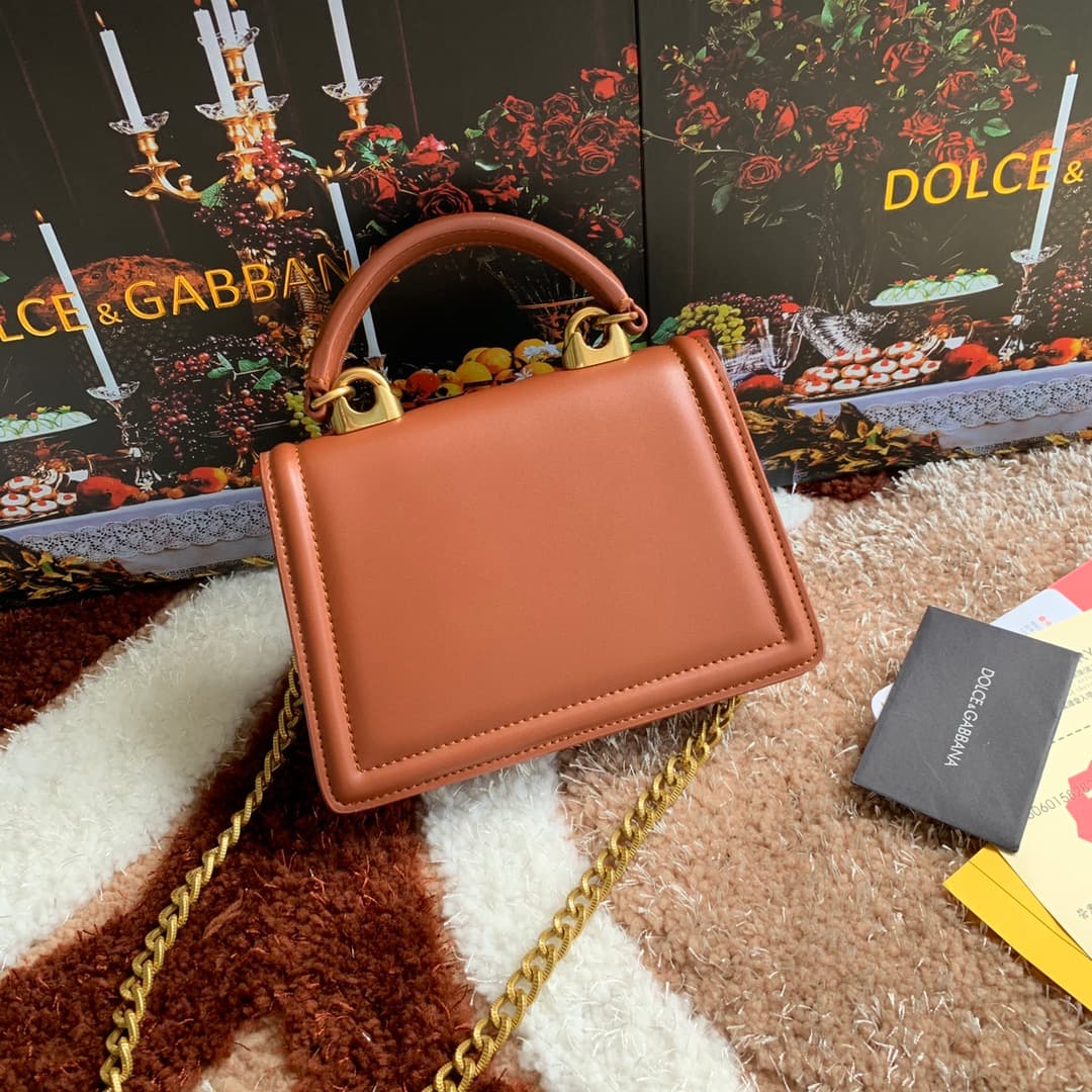 Dolce & Gabbana Small Devotion bag in smooth calfskin in Caramel High