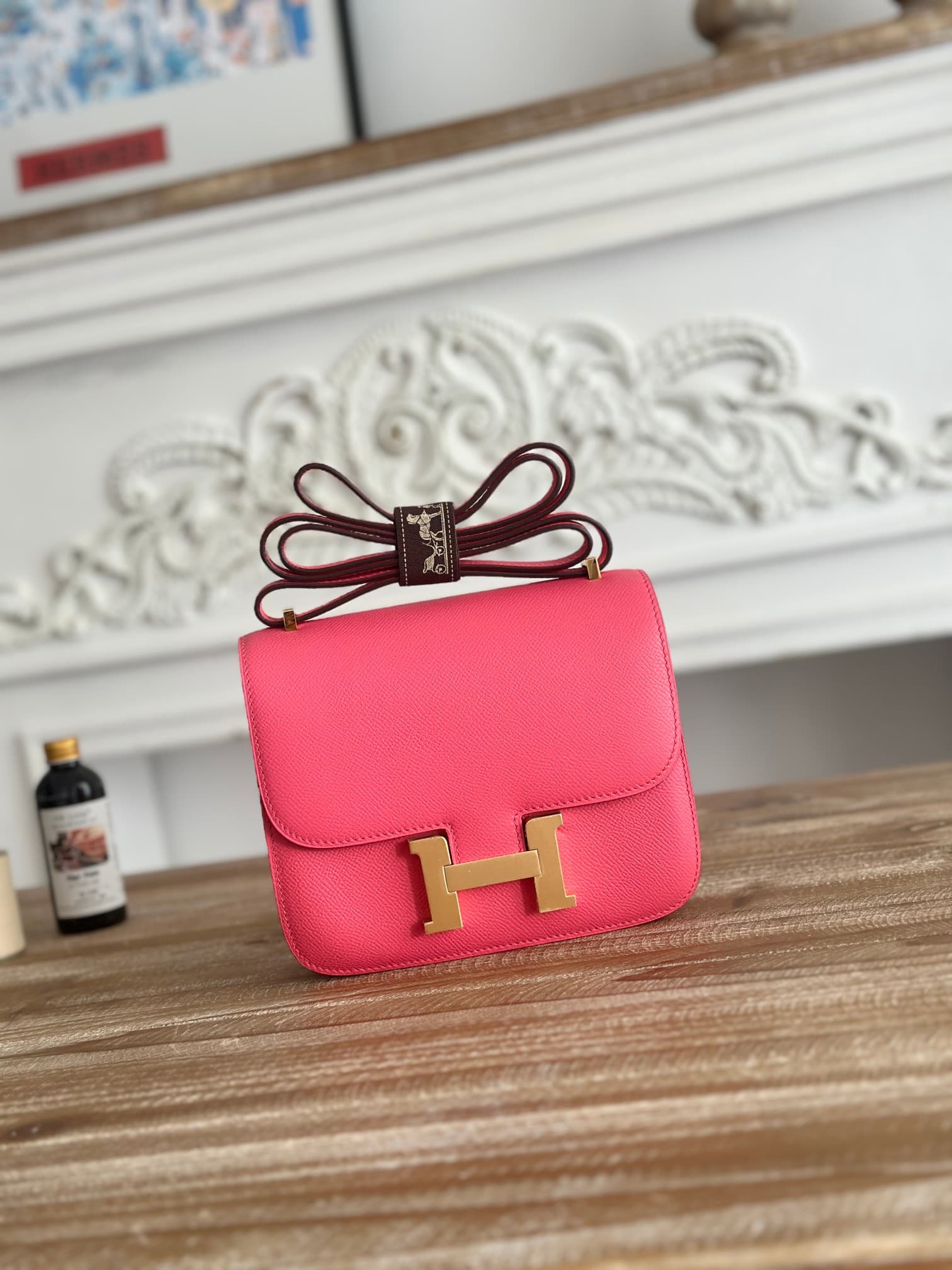 Hermes Mini Constance 18/24cm Epsom Bag Rose eLipstick WAX  High