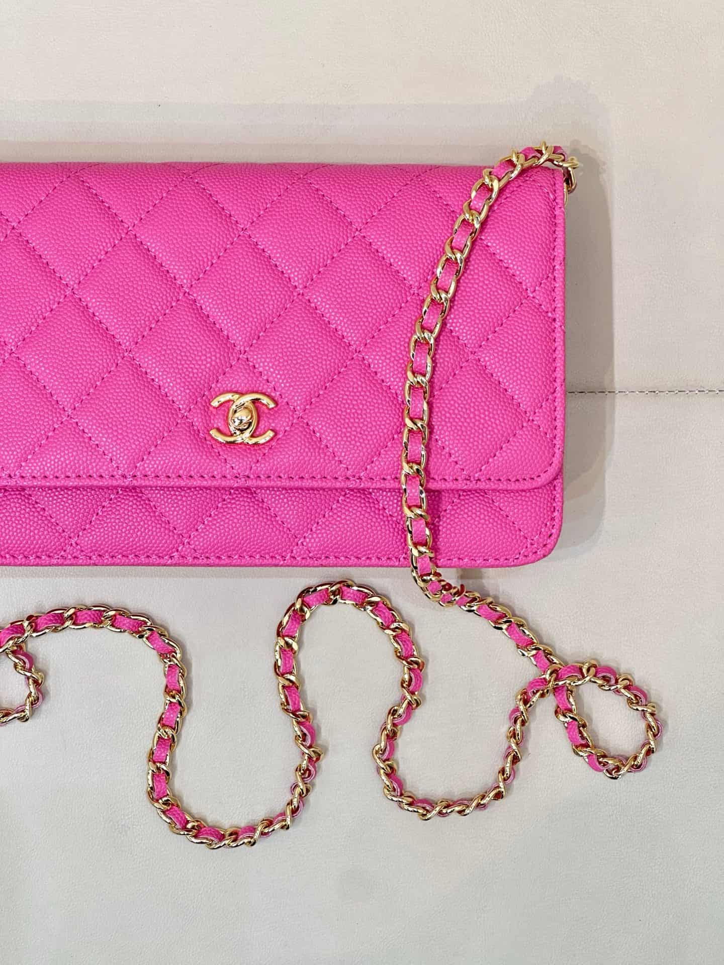 Chanel Classic Wallet on Chain Grained Shiny Calfskin& Gold-Tone Metal AP4241 Plum Red TOP