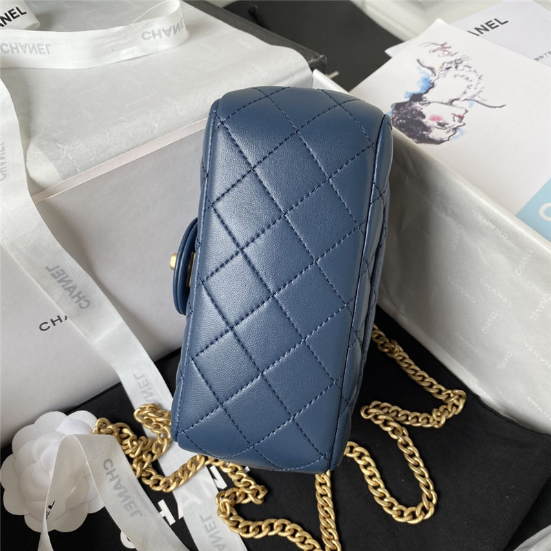 Chanel SUPERMINI FLAP BAG AS4040 Lambskin & Gold-Tone Metal Blue-Navy A