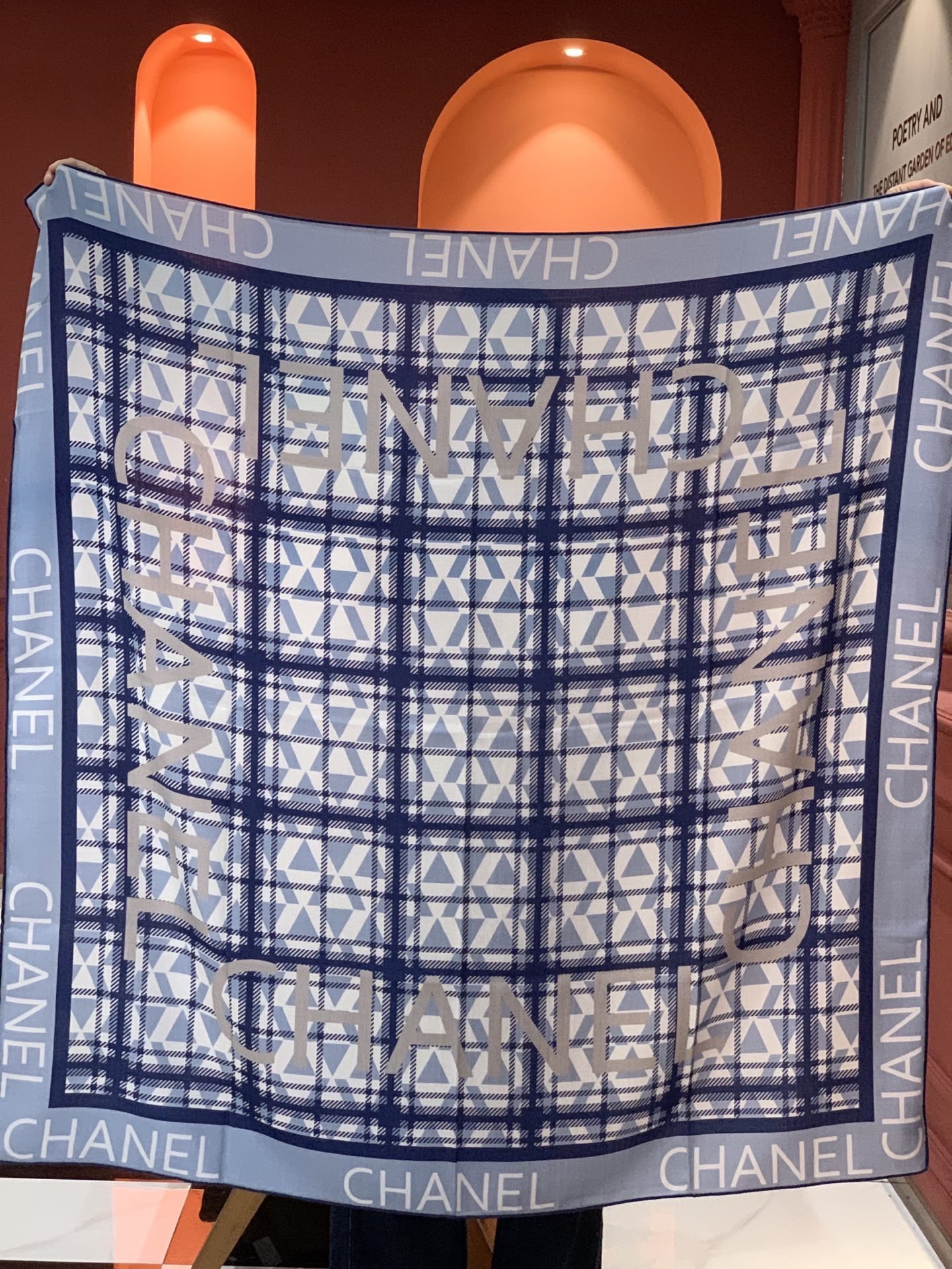 Chanel logo print silk scarf