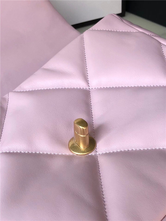 Large Chanel 19 Flap Bag Lambskin Pink High