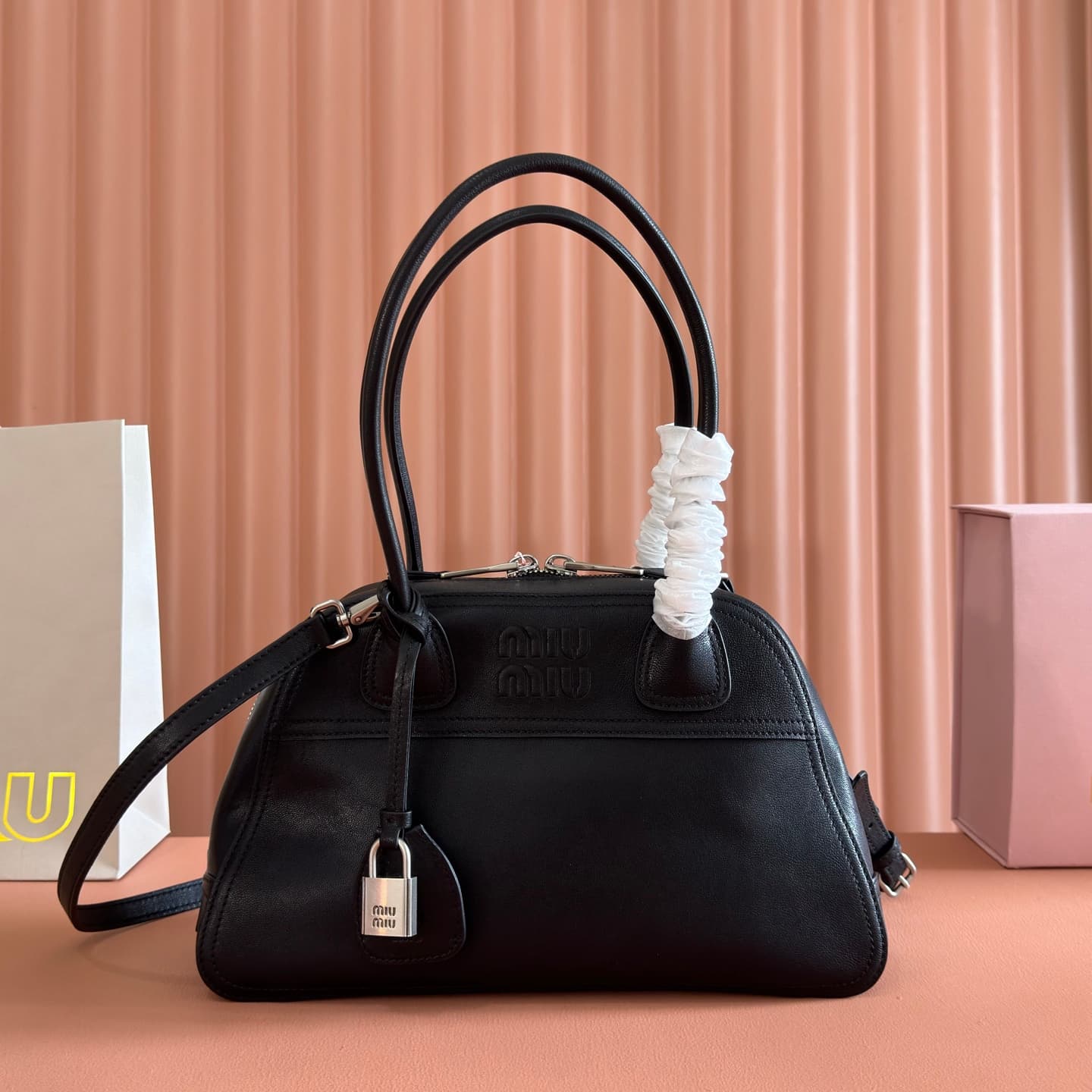 Miu Miu Vivant nappa leather bag Black 5bb199 TOP