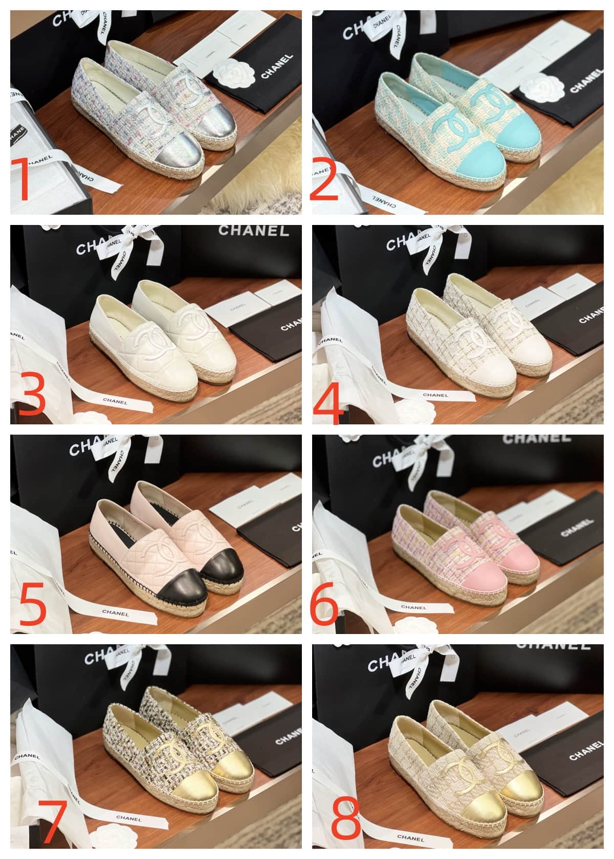 Chanel Tweed CC Cap Toe Espadrille Flats Shoes Women