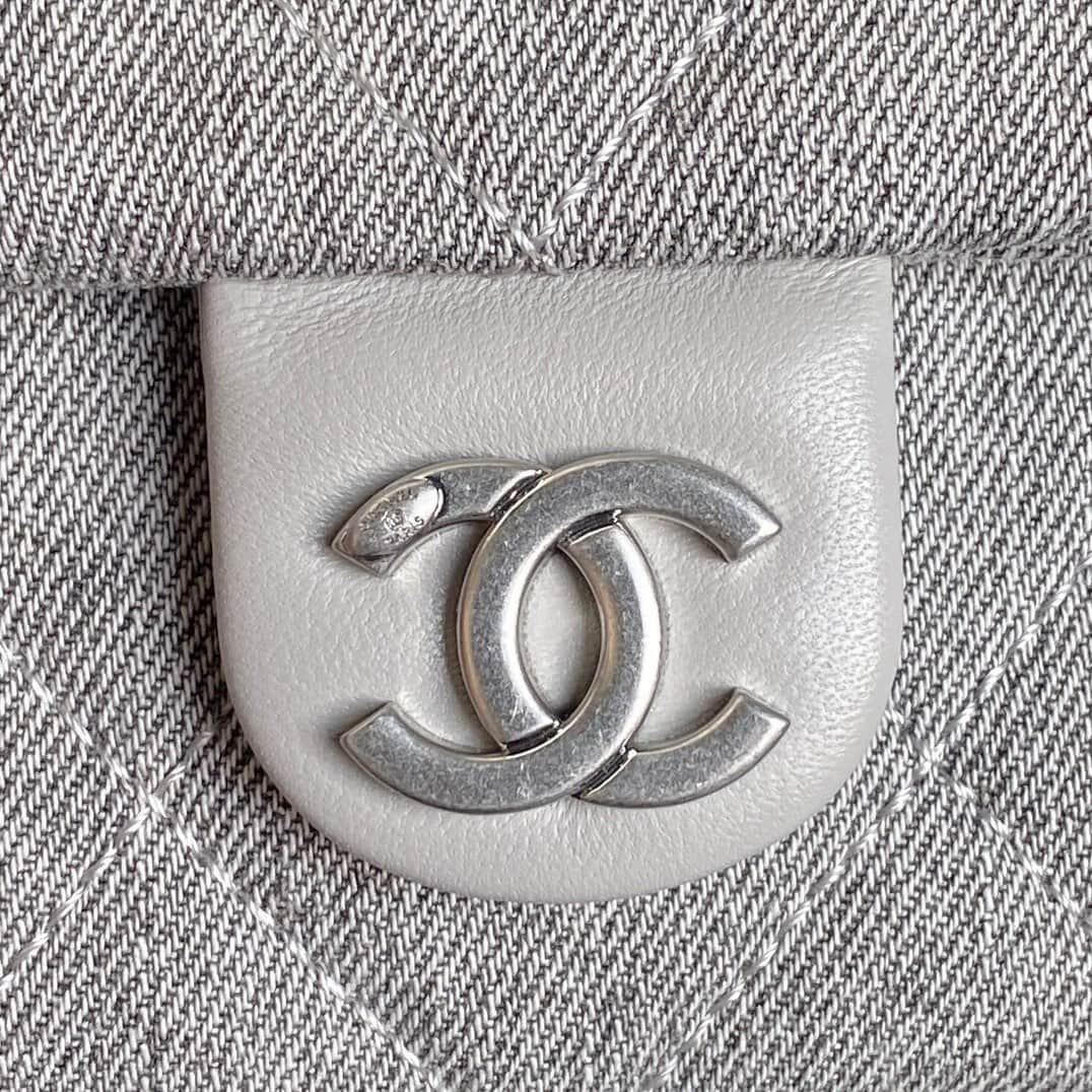Chanel Trendy Pockets Hobo Bag Denim & Silver Metal Grey AS5302 A