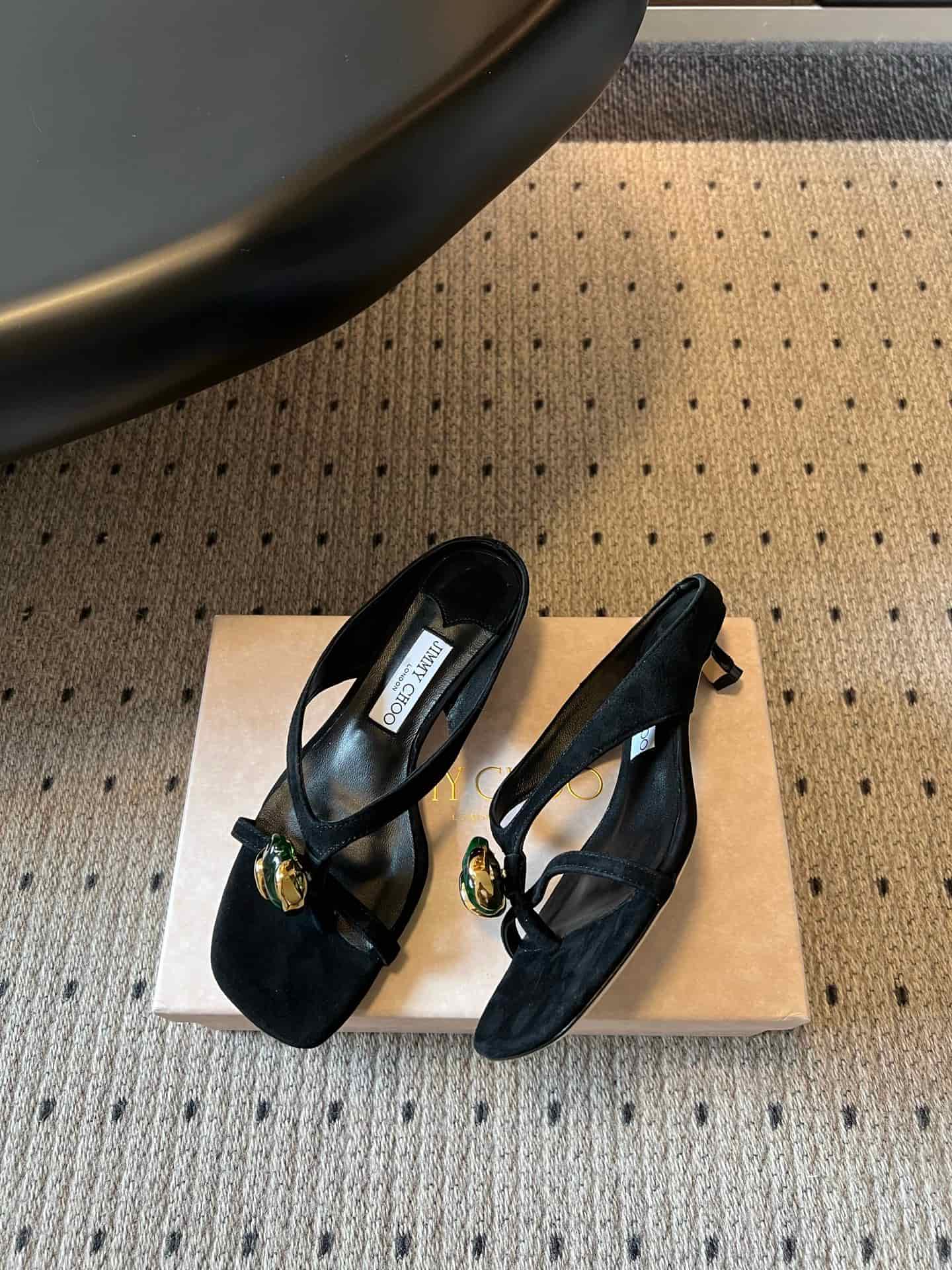Jimmy Choo Emeri Stone Suede Sandals Women
