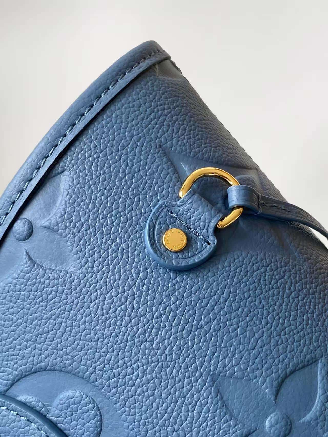 Louis Vuitton Neverfull MM Blue Jean Cowhide leather M27358 High