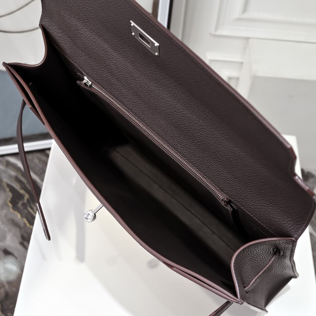 Hermes Kelly depeches Togo 36 briefcase In Coffee CalfskIn WAX High