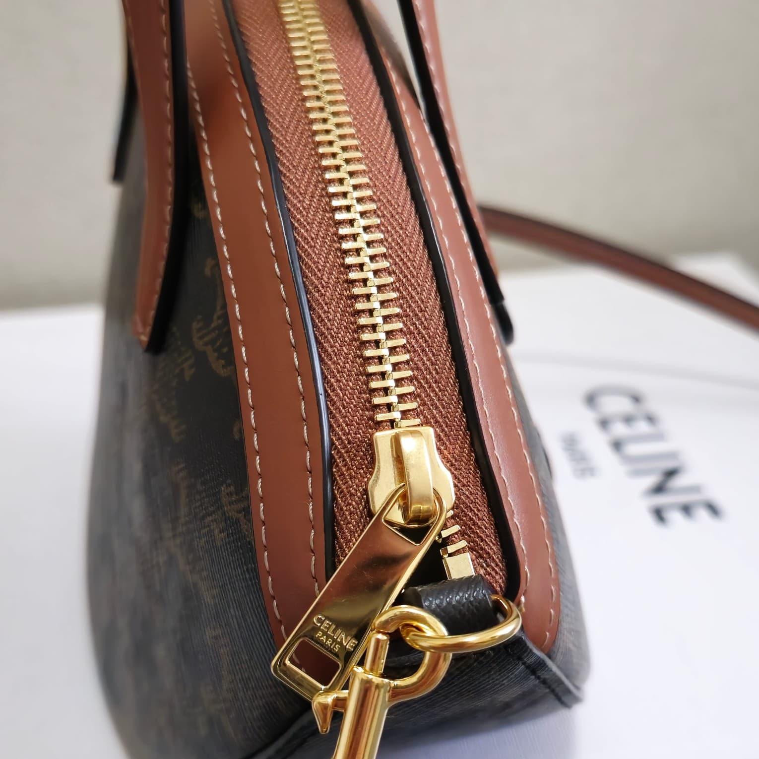 Celine Half Moon Case in Triomphe Canvas and Calfskin High