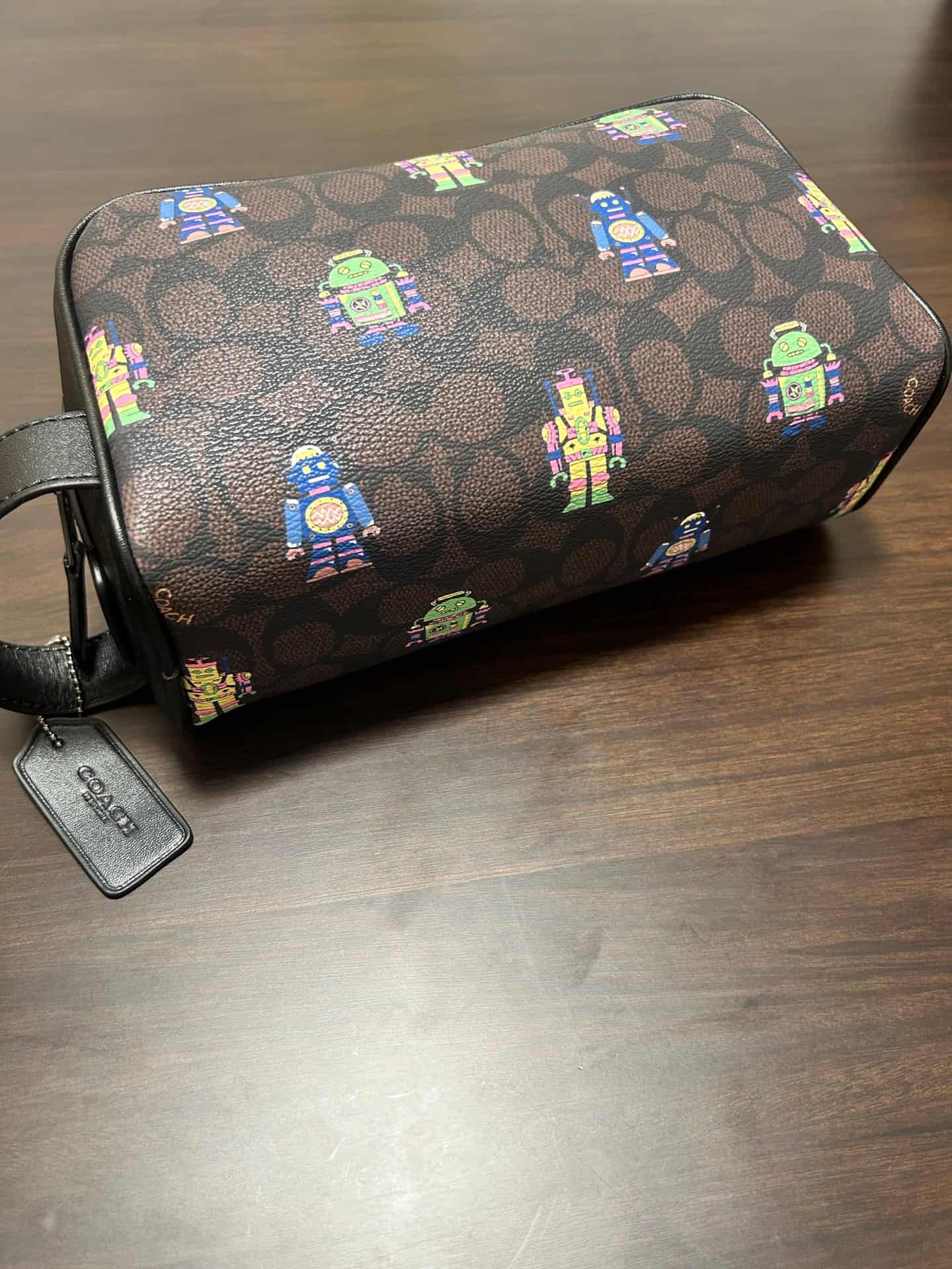 Coach Small Travel Kit in Signature Coated Canvas with Vibrant Robot Print High