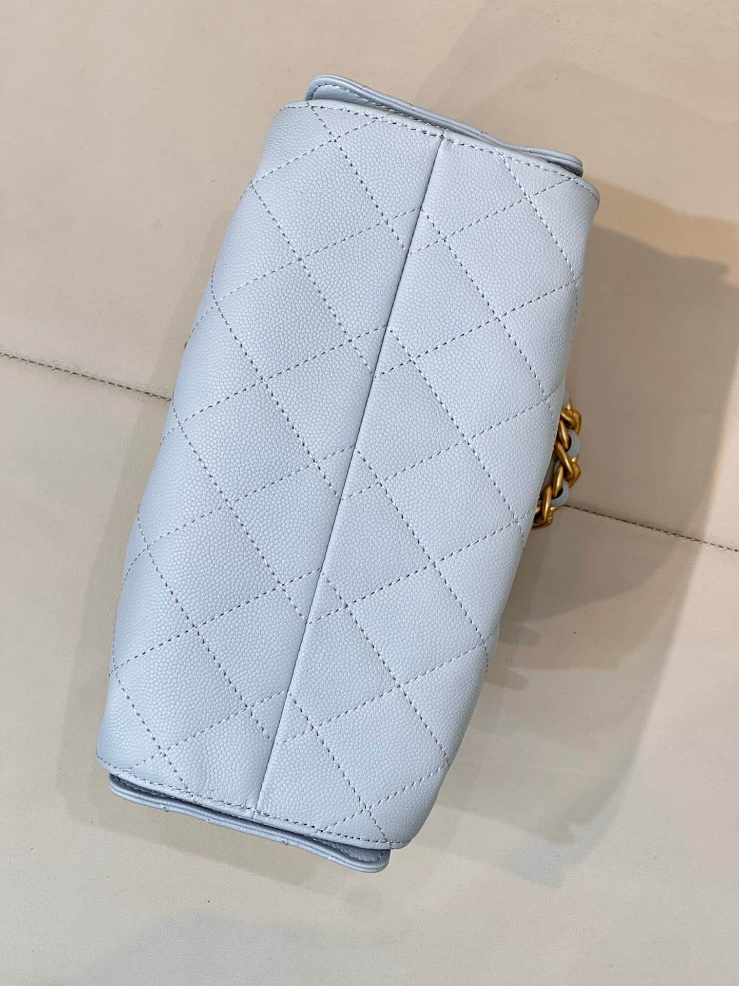 CHANEL 25 Mini Handbag AS5631 Grained Calfskin & Gold-tone Metal Light Blue TOP