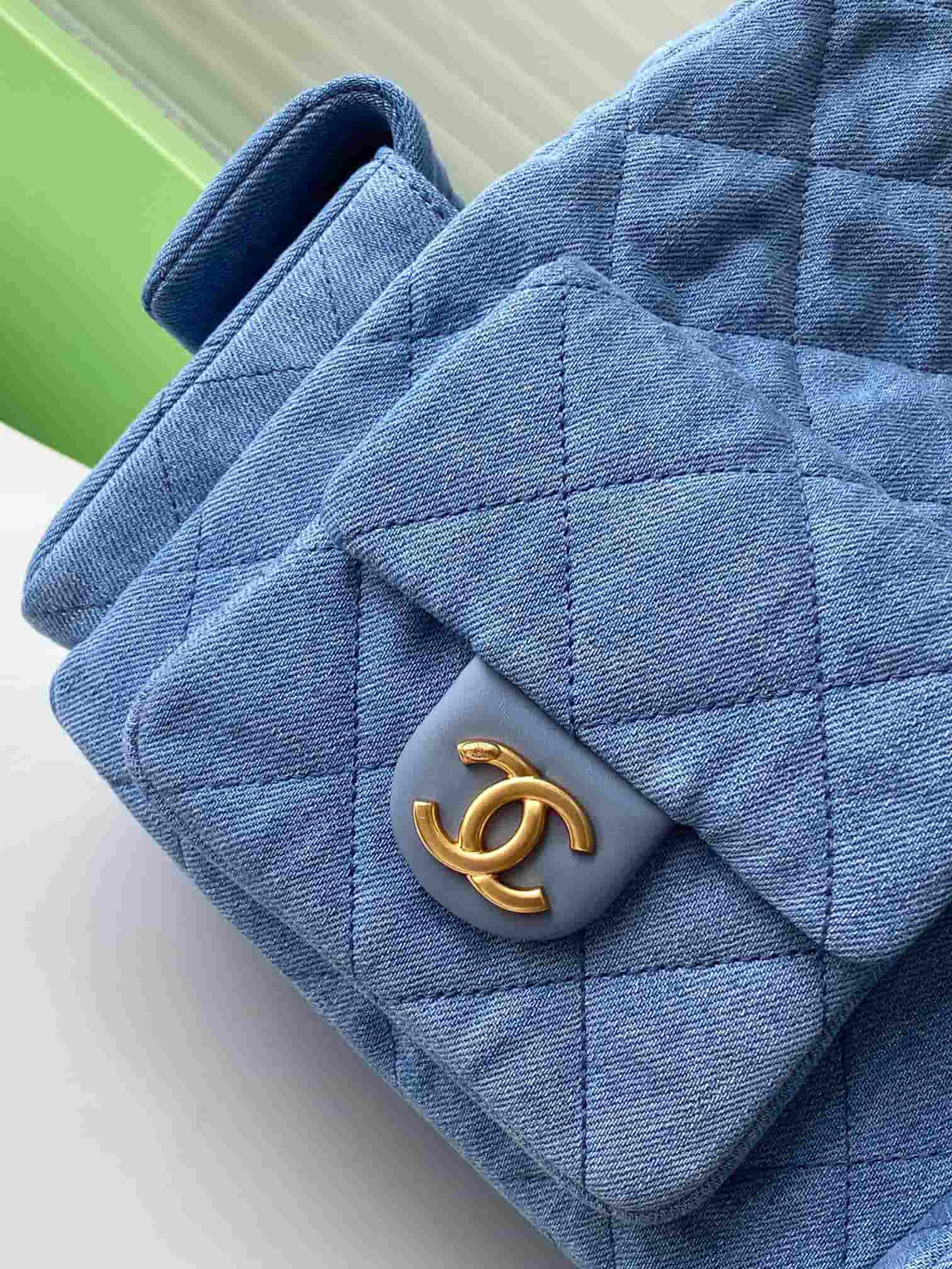 Chanel Trendy Pockets Hobo Bag Denim & Gold Metal Blue AS5302 A