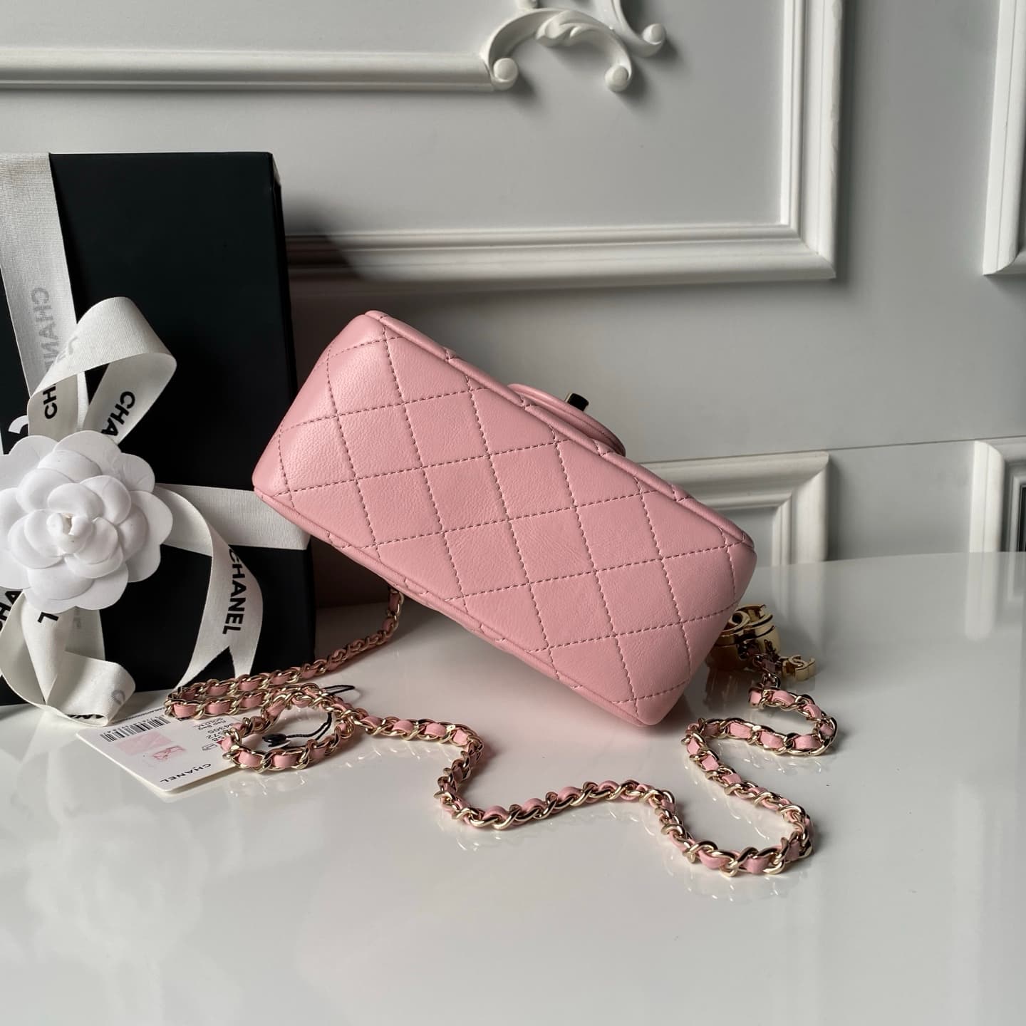 Chanel Mini Classic Flap Bag Lambskin & Gold-Tone Metal AS5758 Pink High