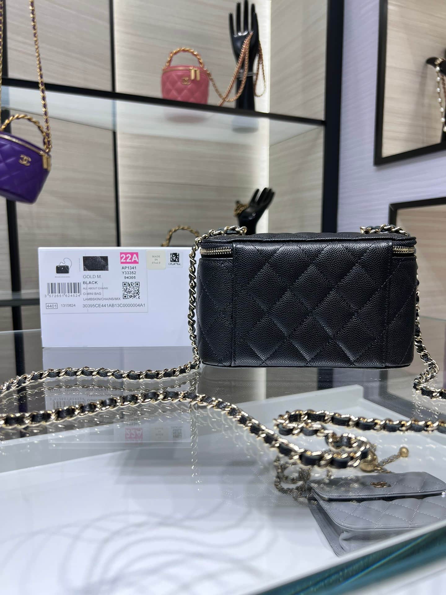 Chanel Classic Long Vanity with Chain Grained Calfskin & Gold-Tone Metal Black AP1341 High