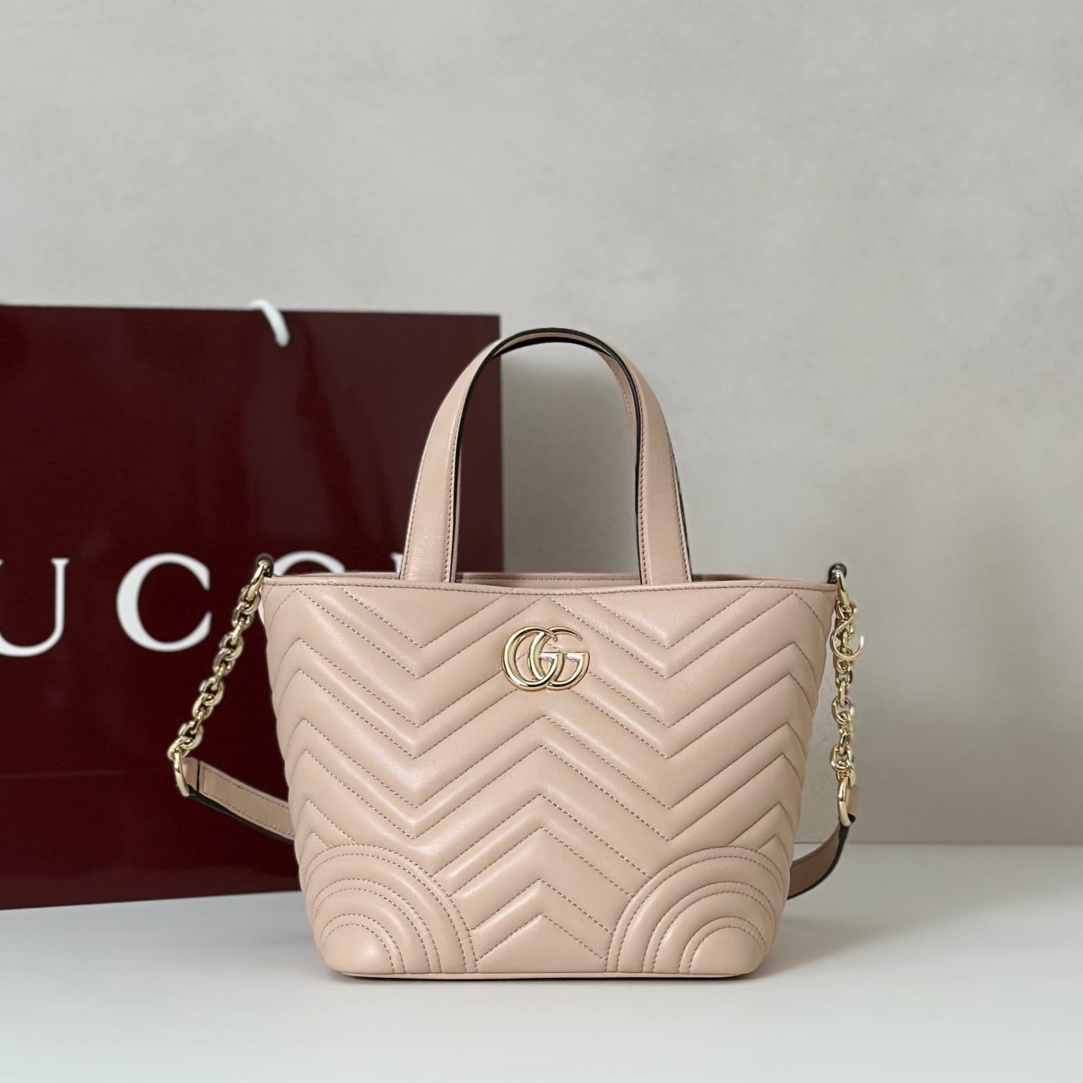 Gucci Betty small tote bag 847386 pale pink leather High