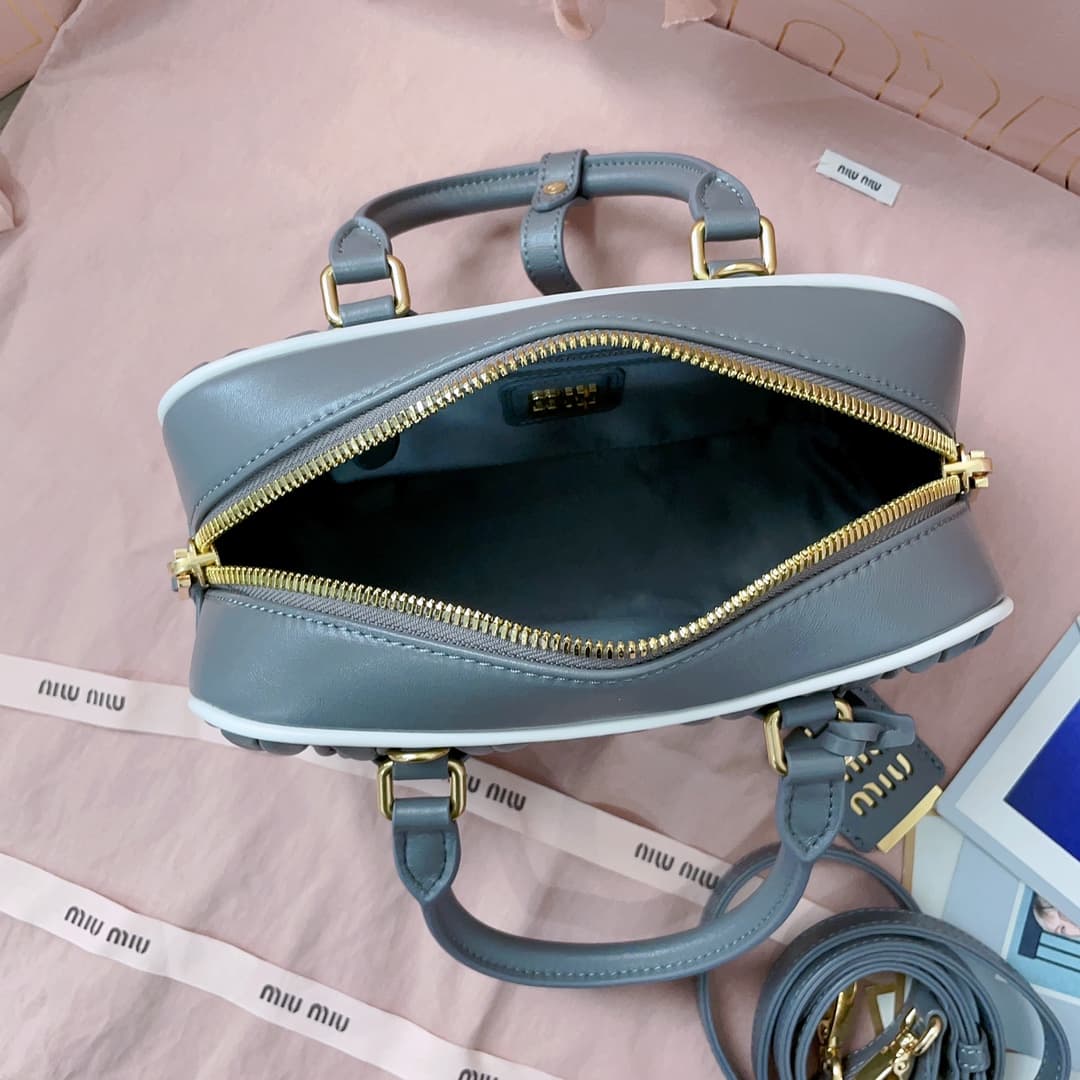 Miu Miu Arcadie matelassé nappa leather bag 5BB142 Grey High