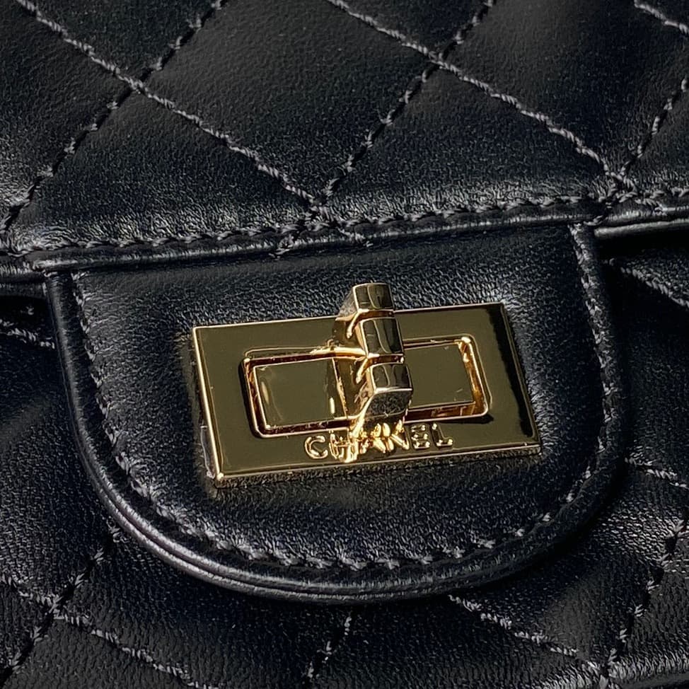 Chanel 2.55 Handbag Calfskin & Gold-Tone Metal Black A37586 A