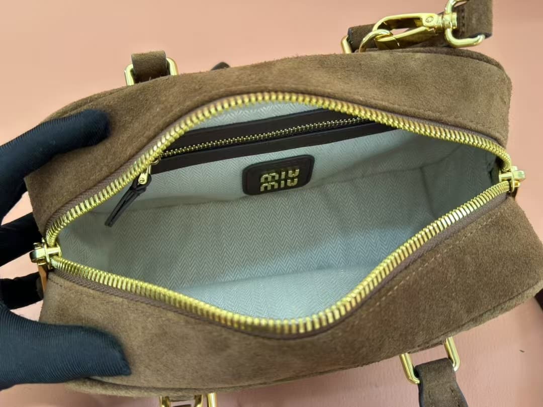 Miu Miu Arcadie padded suede top-handle bag High