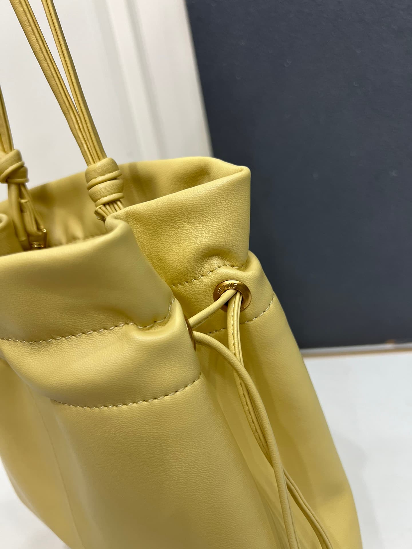 Celine SMALL CRYSTAL POUCH IN LAMBSKIN Yellow High