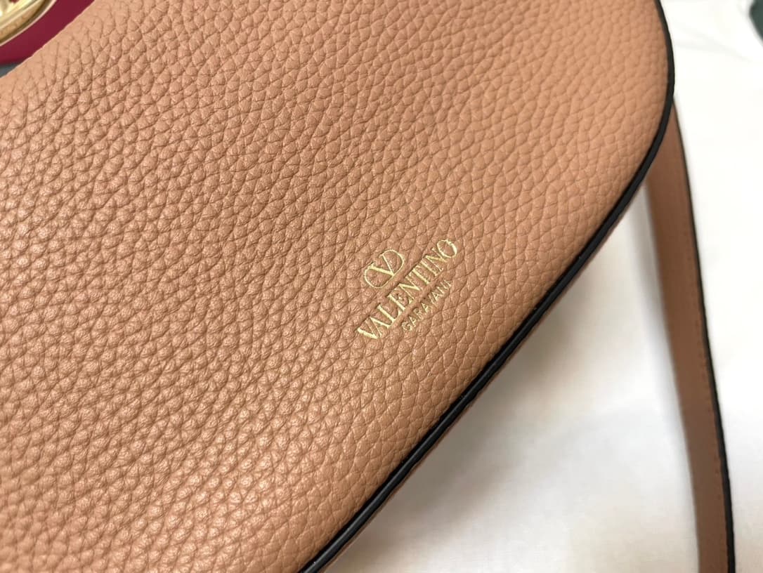 Valentino Garavani VLogo Moon small hobo bag in Nude Pink grained calfskin High