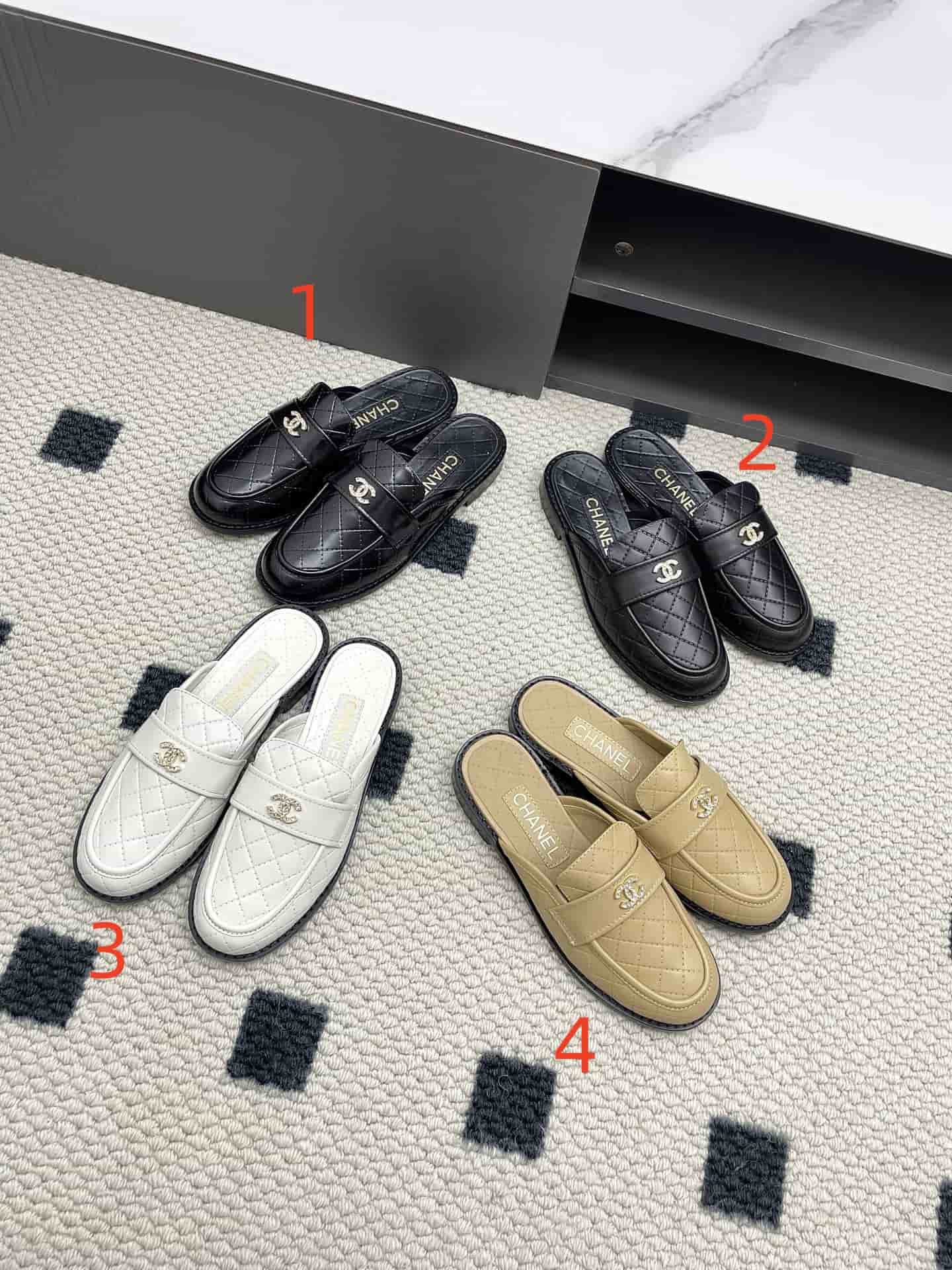 Chanel Interlocking CC Logo Leather Mules shoes Women